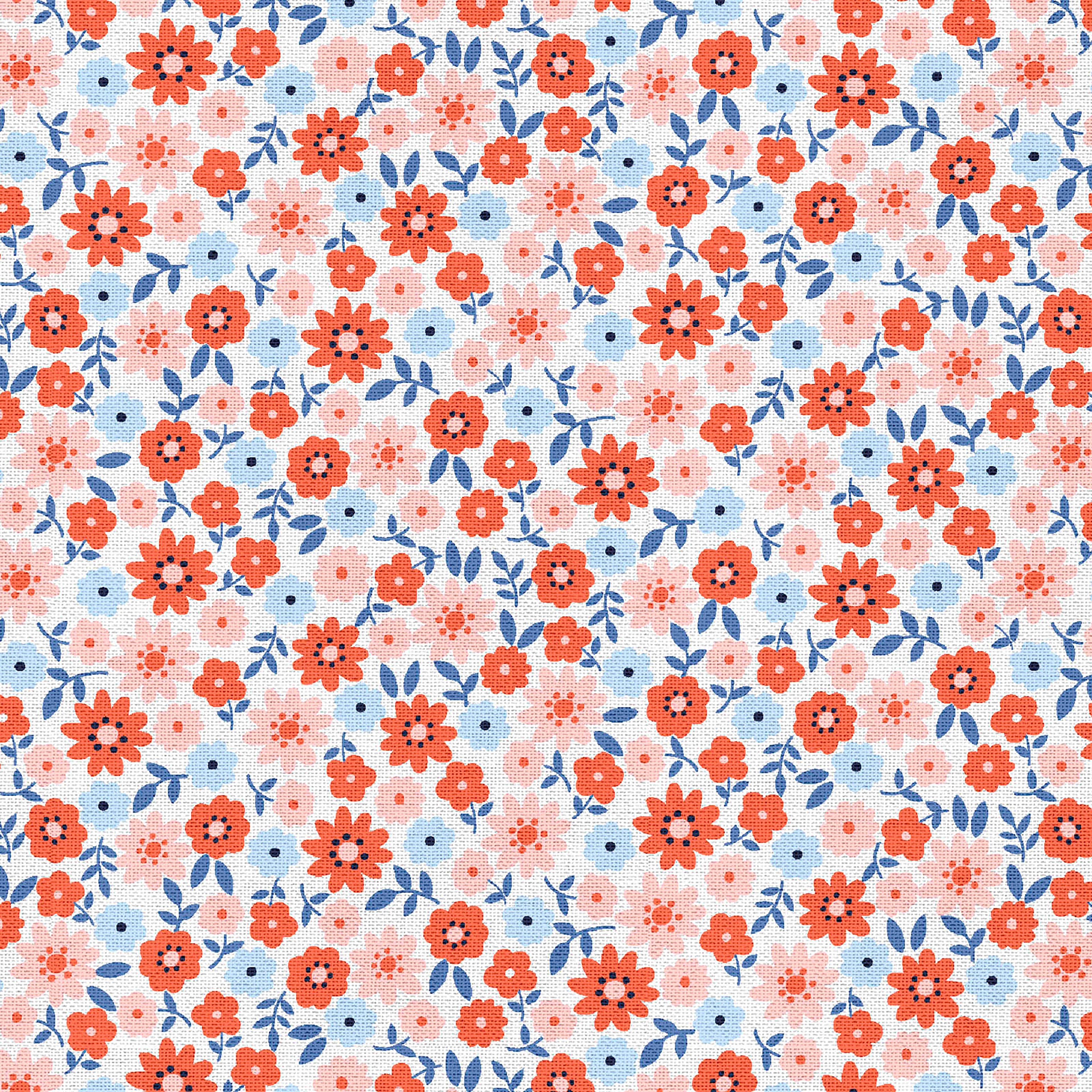 Fabric Editions White Carolina Floral Buds Cotton Fabric