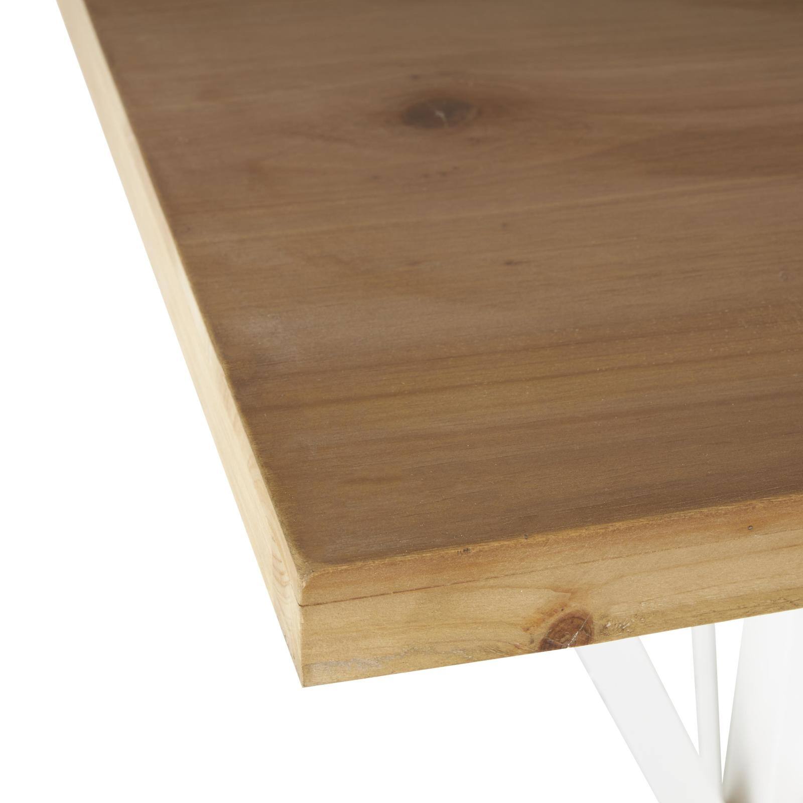 47" White Wood Living Room Console Table with Angled Legs & Brown Tabletop
