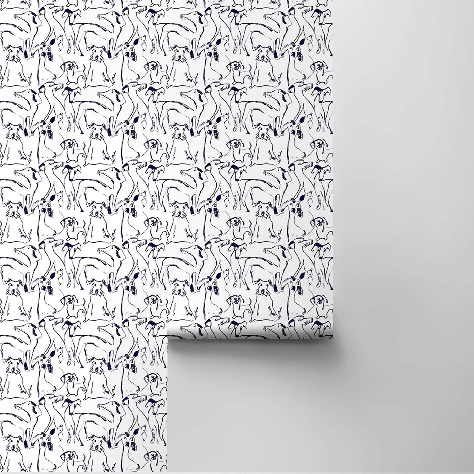 Surface Style Dog Doodle Ink Peel & Stick Wallpaper