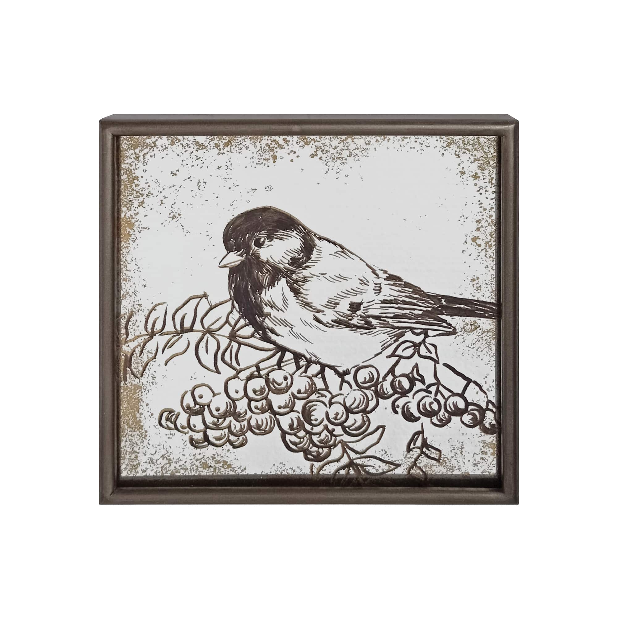 Melrose 8" x 8" Bird Silhouette Mirror Plaques Set