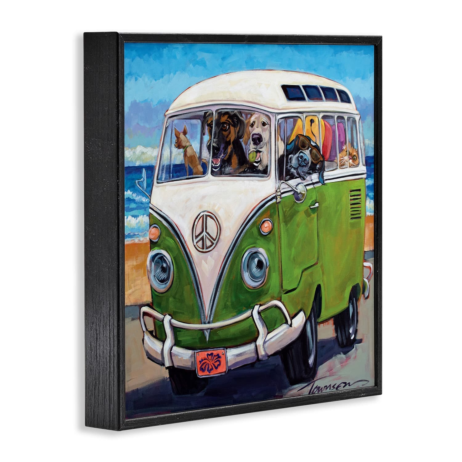 Stupell Industries Dogs Driving Retro Van Framed Giclee Art
