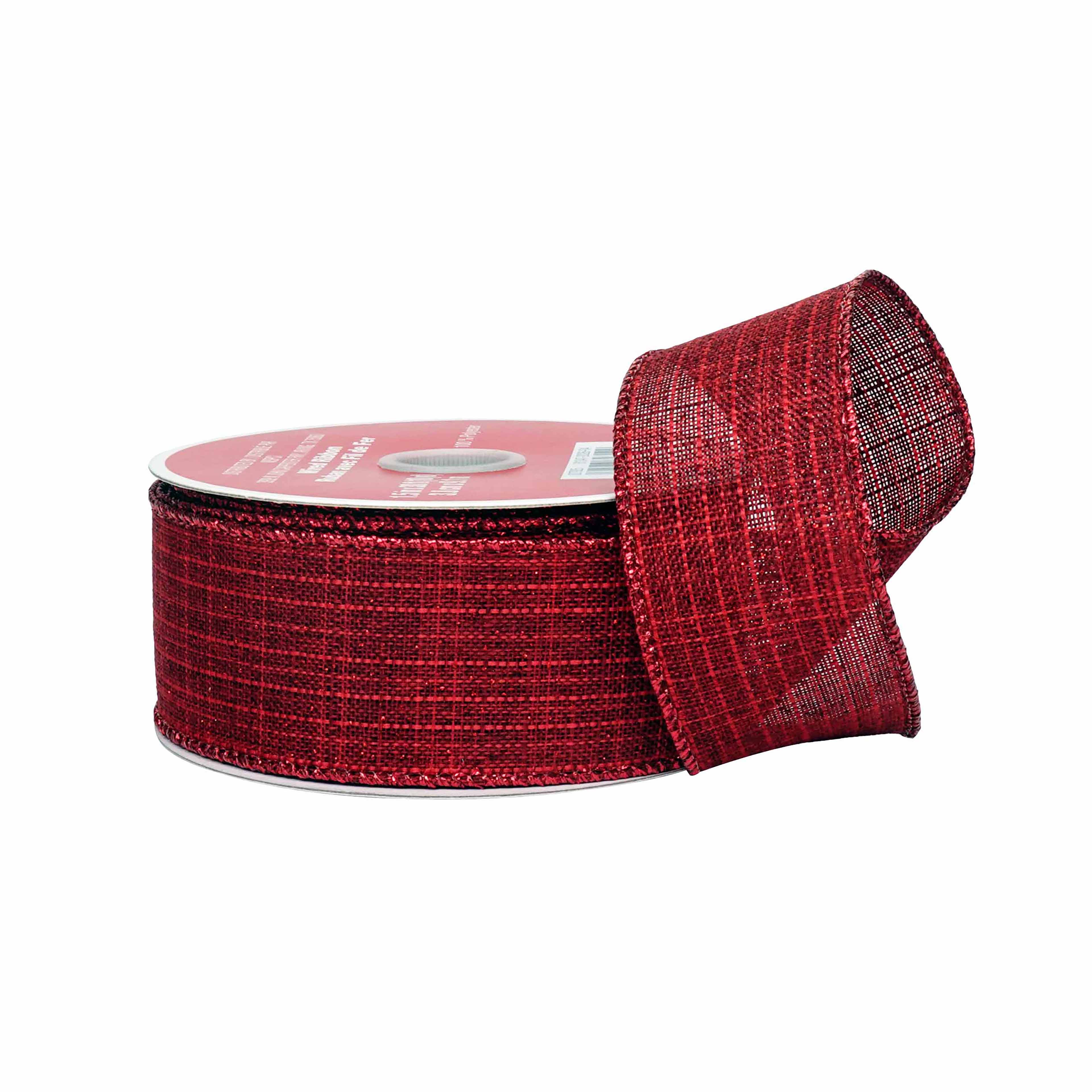 1.5" x 10yd. Burgundy Wired Linen Ribbon by Celebrate It®