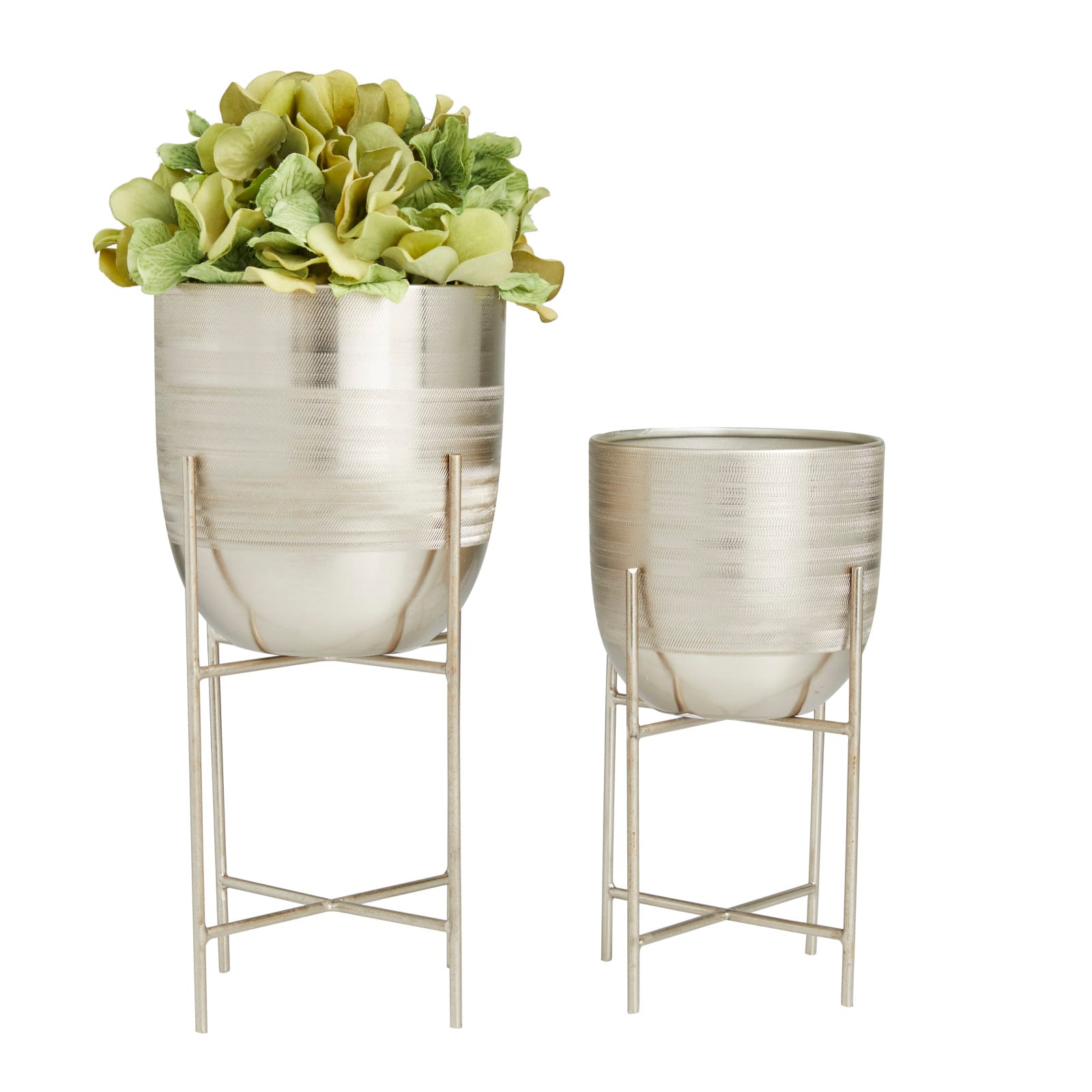 Silver Modern Planter, Set of 2" 6", 5"