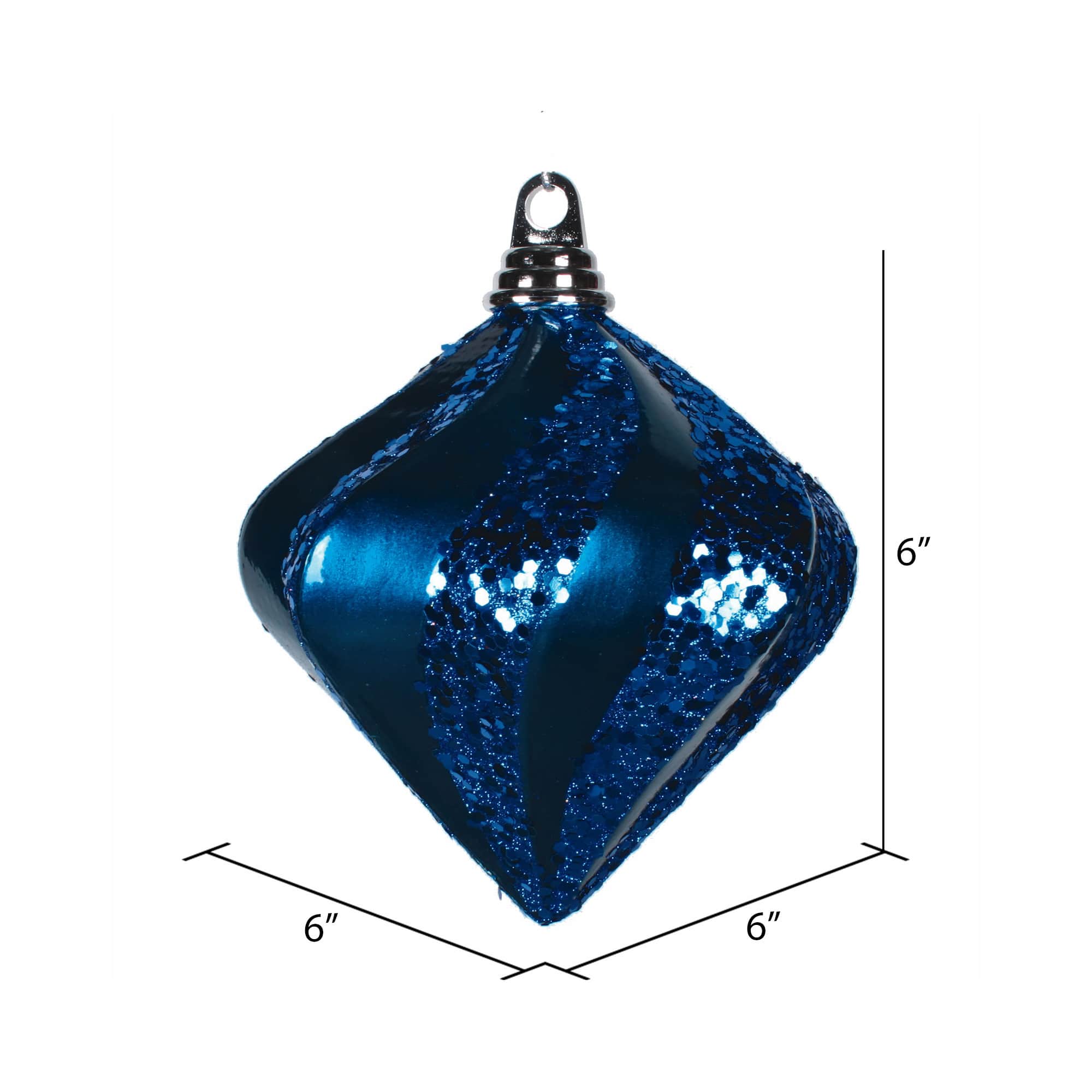 Vickerman 6'' Candy & Glitter Swirl Diamond Christmas Ornament