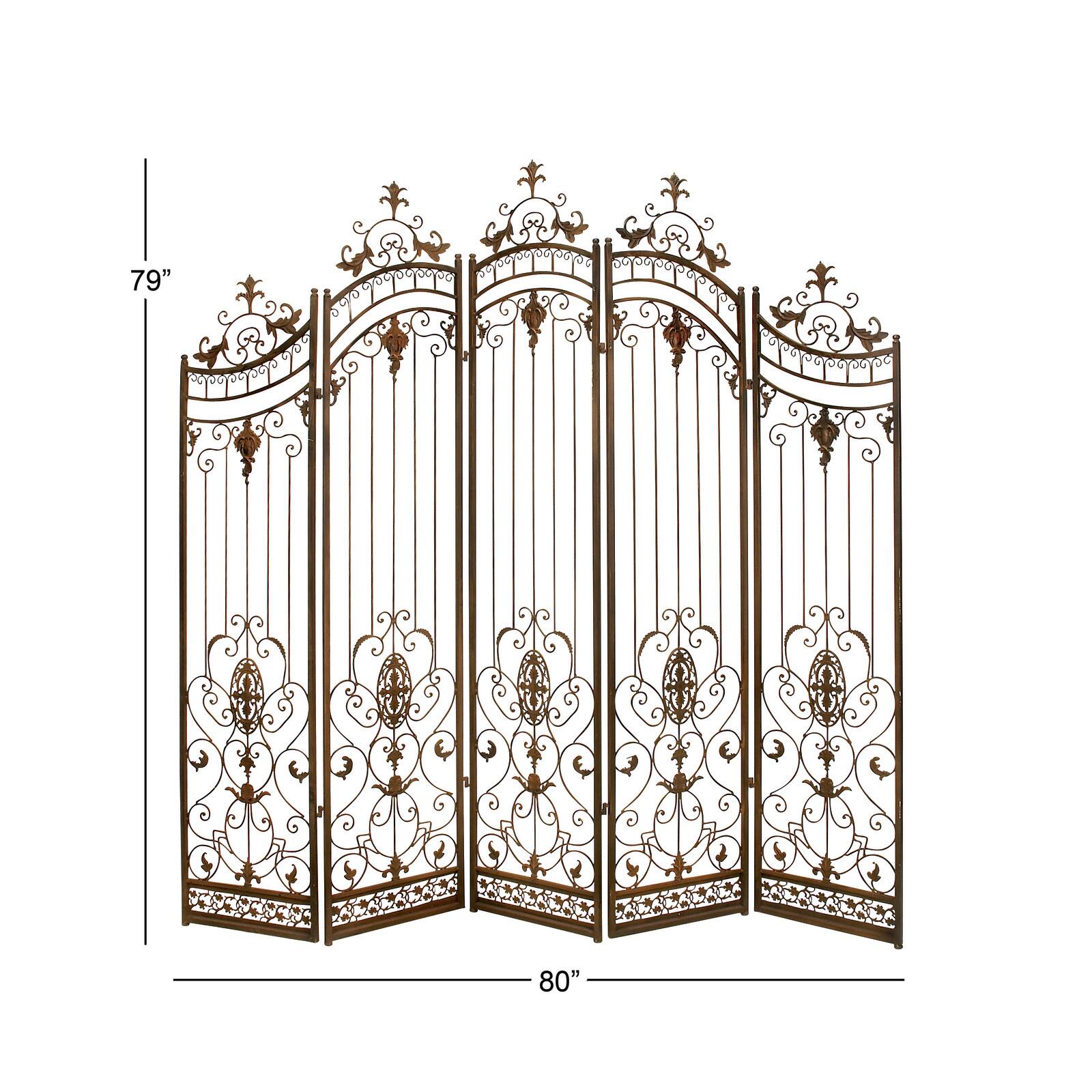 Brown Metal Eclectic Room Divider Screen, 80 " x 80 " x 1 "