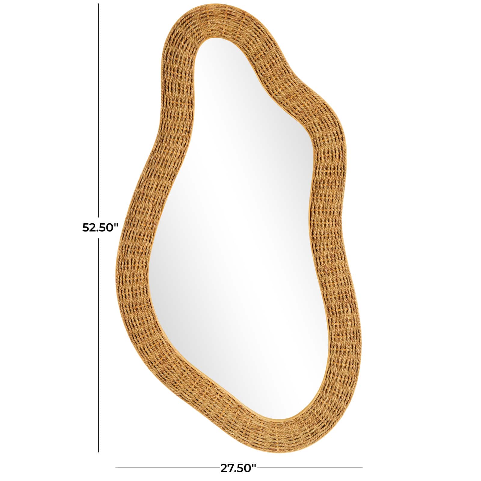 52" Brown Seagrass Handmade Woven Abstract Oval Wall Mirror