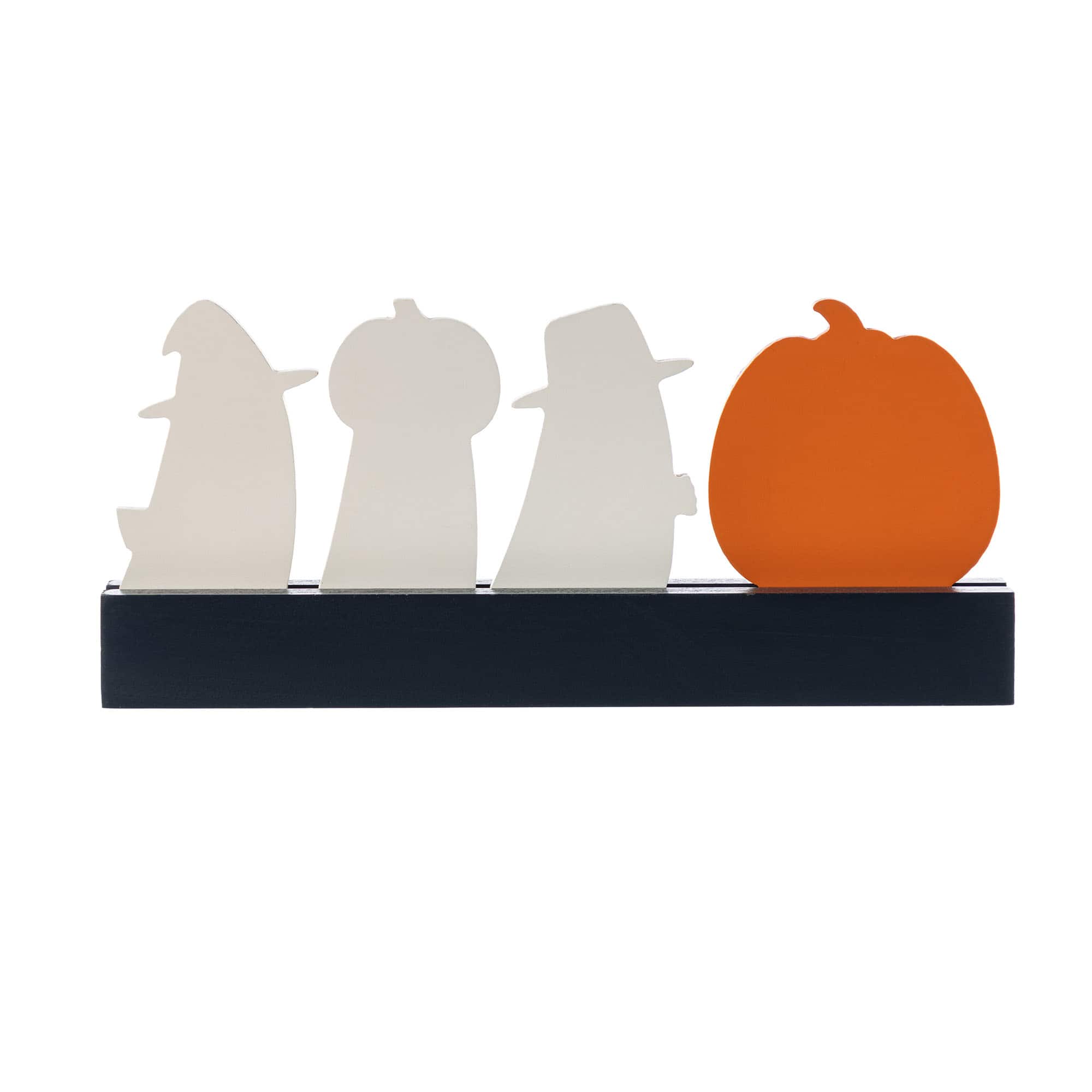 Glitzhome® 12"L Halloween Wooden TRICK OR TREAT Pumpkin & Ghosts Table Decor