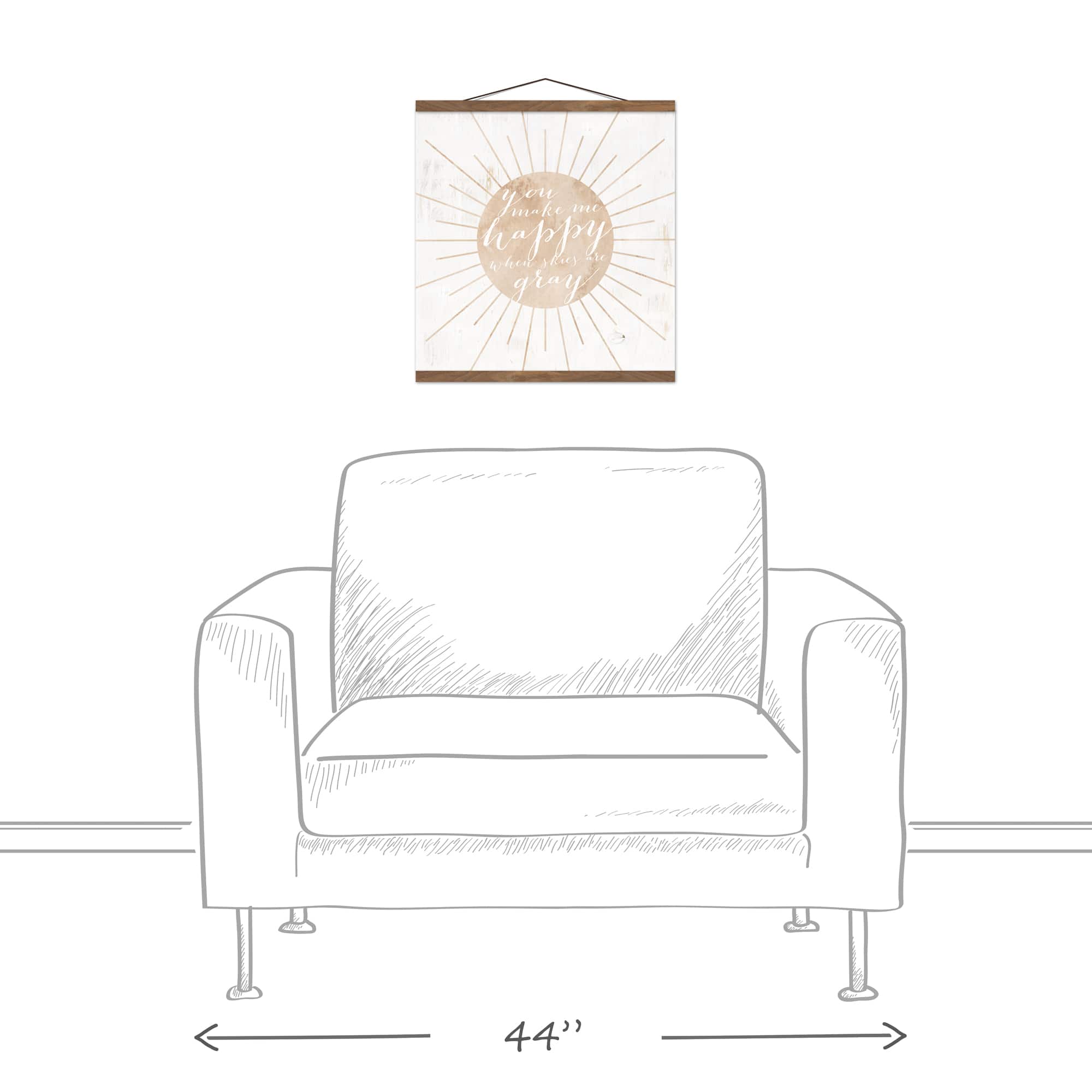 You Make Me Happy Teak Hanging Canvas