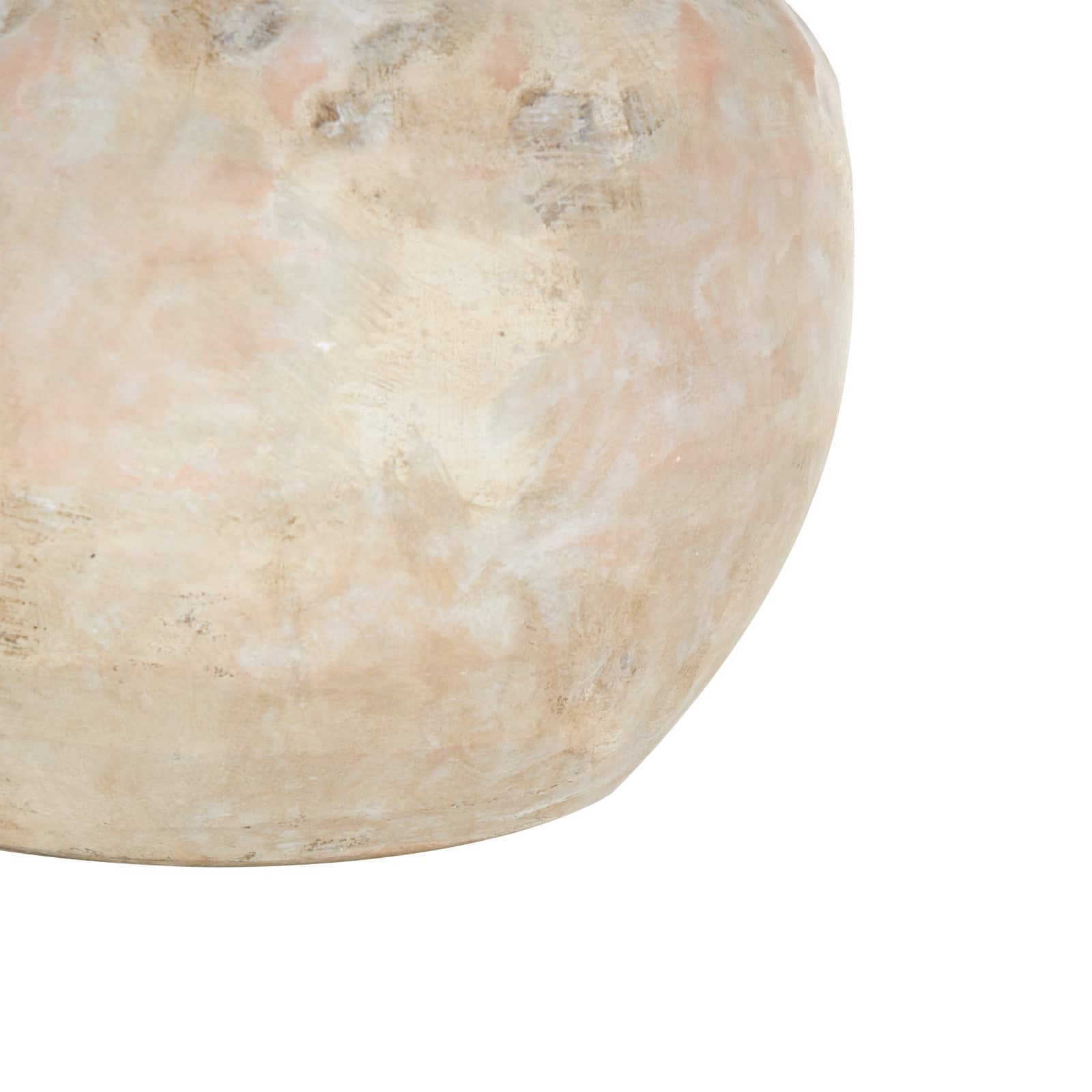 12" Beige & White with Pink Shade Antique Short Wide Ceramic Decorative Vase