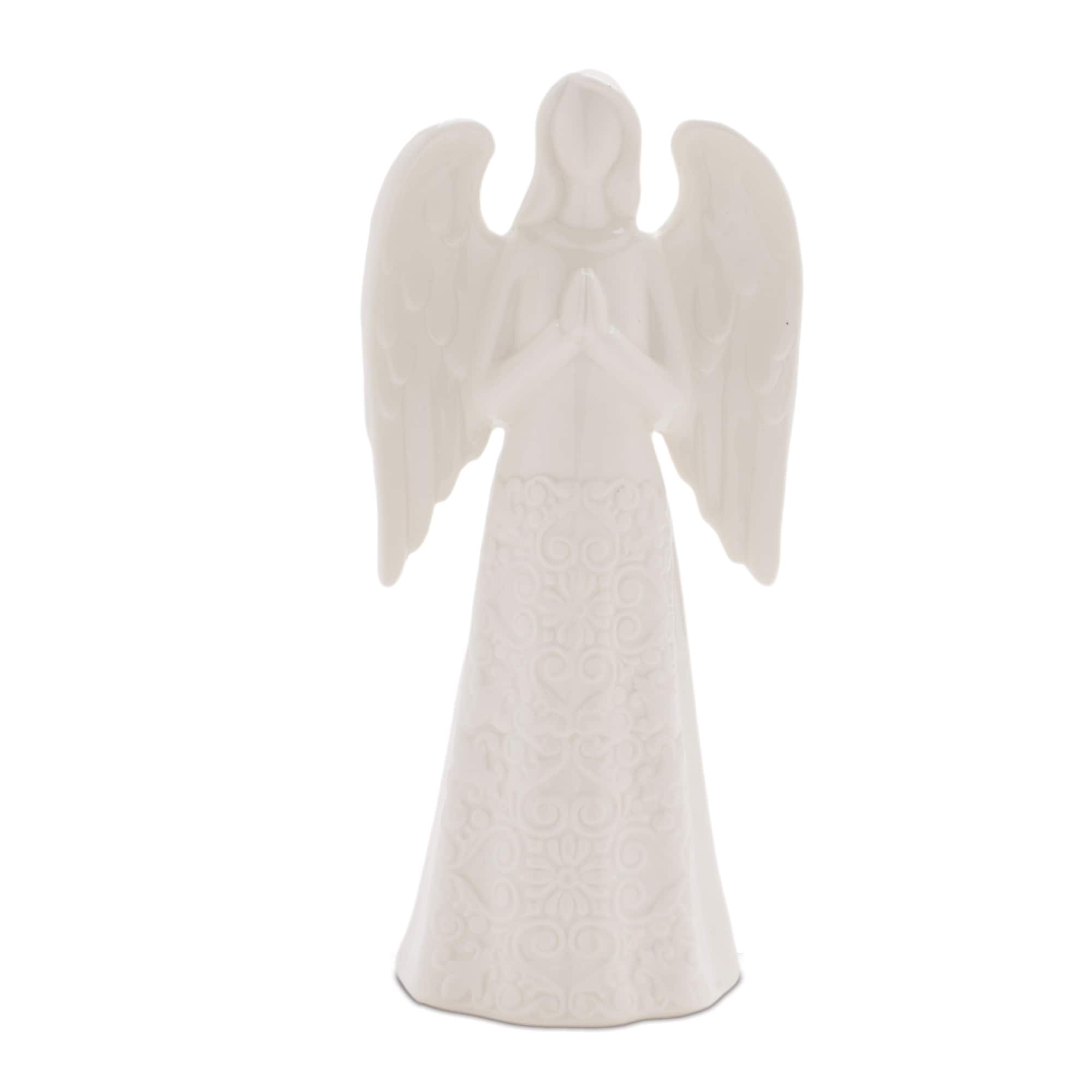 Melrose 9.75" White Praying Angel Ceramic Figurine