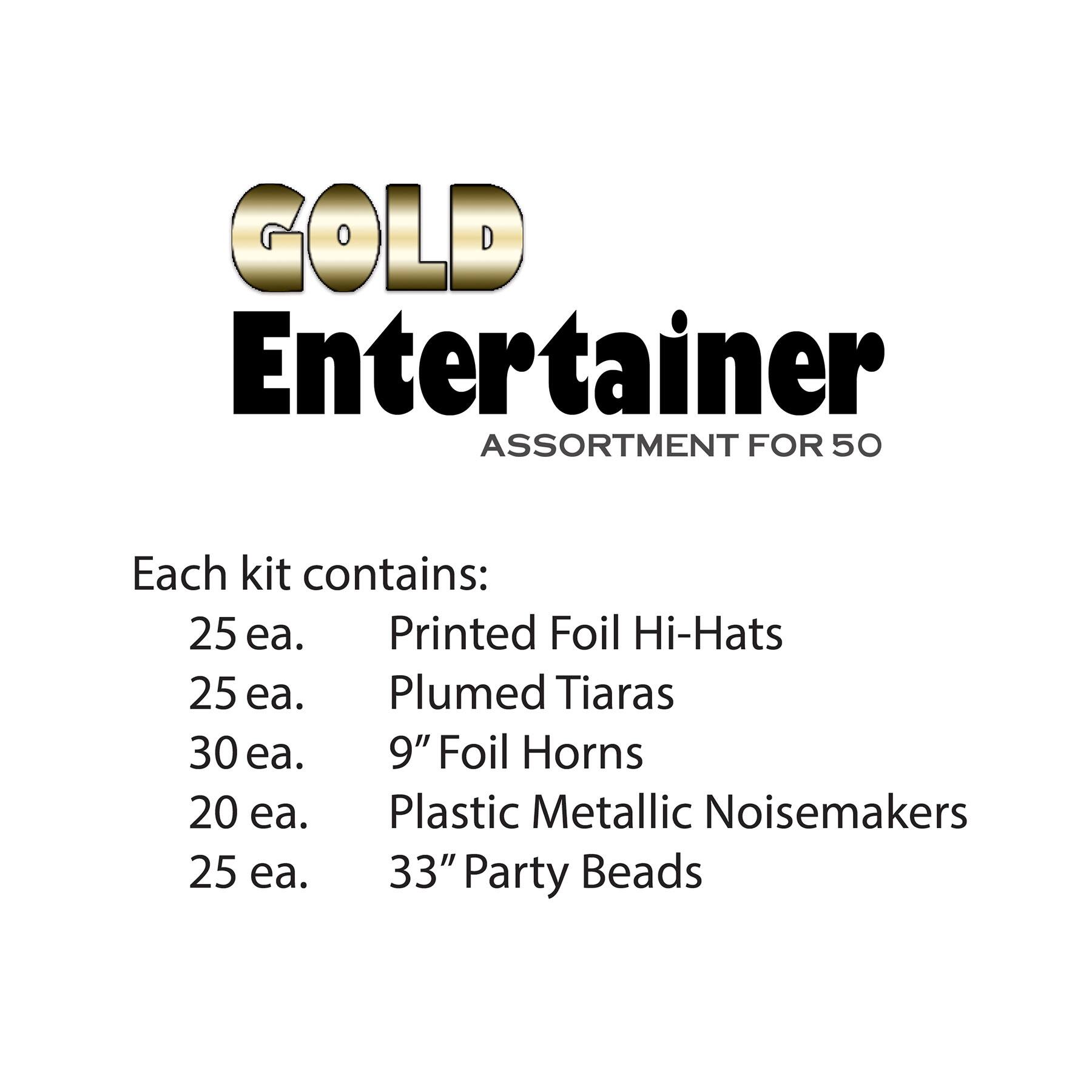 Beistle Black & Gold New Year Entertainer Party Favor Kit for 50