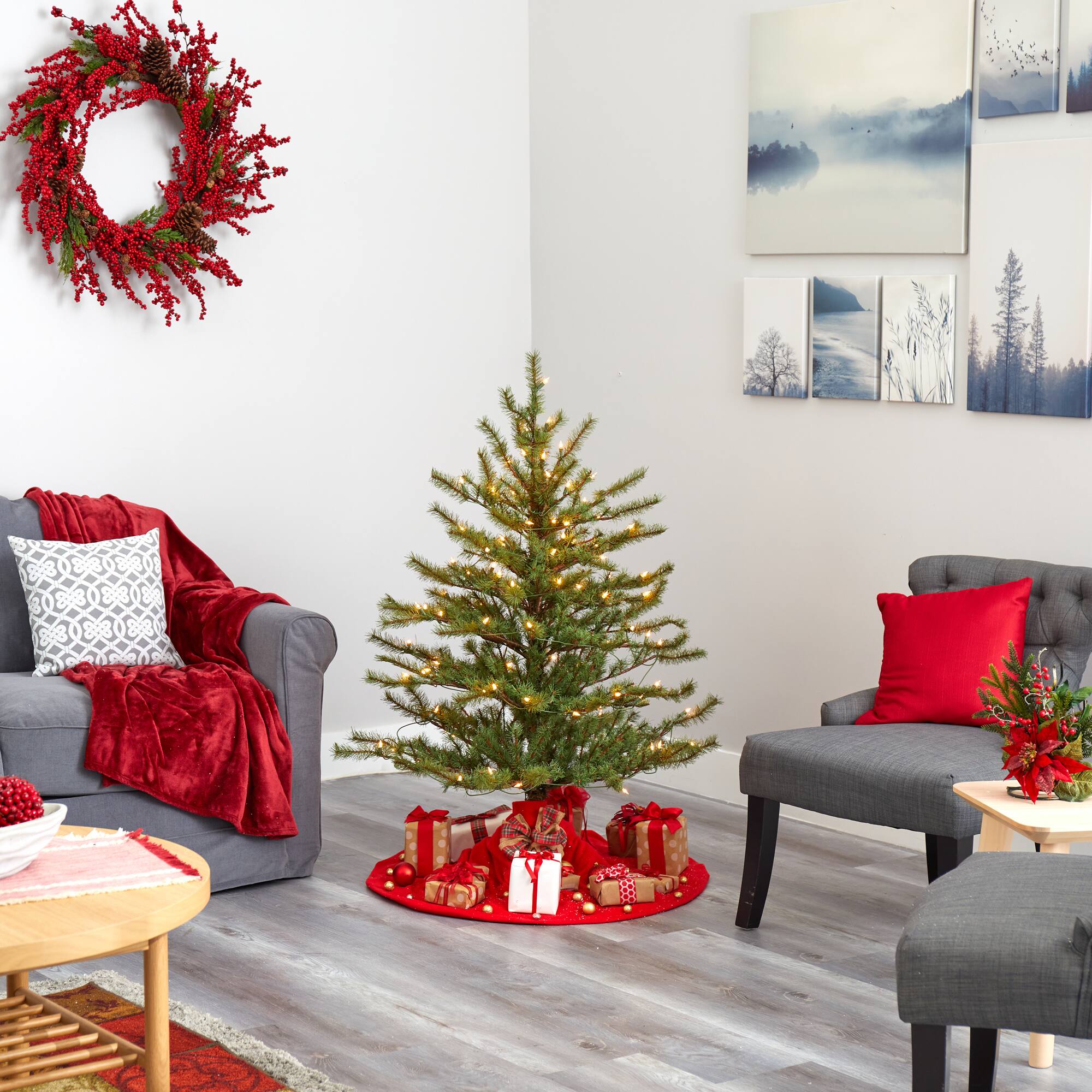 4ft. Pre-Lit Vancouver Mountain Pine Artificial Christmas Tree with Clear Lights