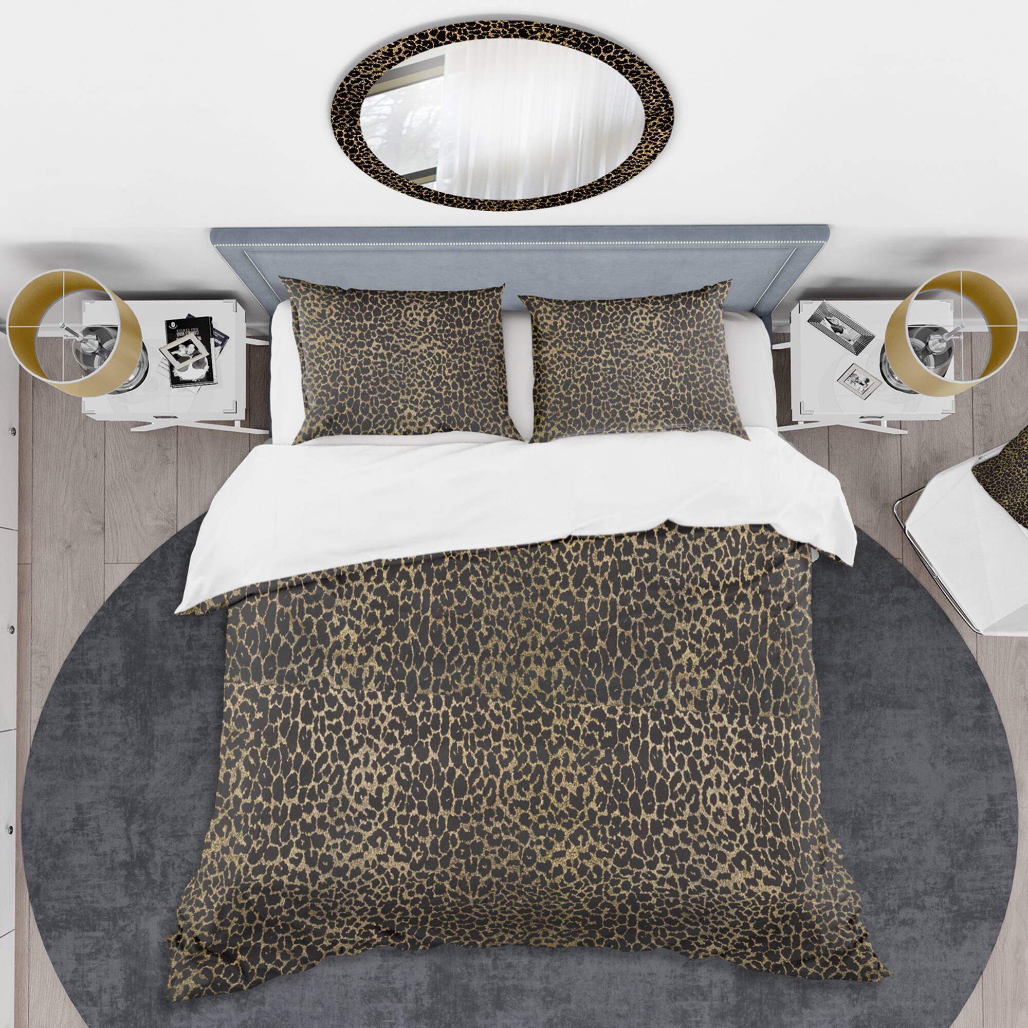Designart 'Leopard Fur Safari V' Mid-Century Duvet Cover Set