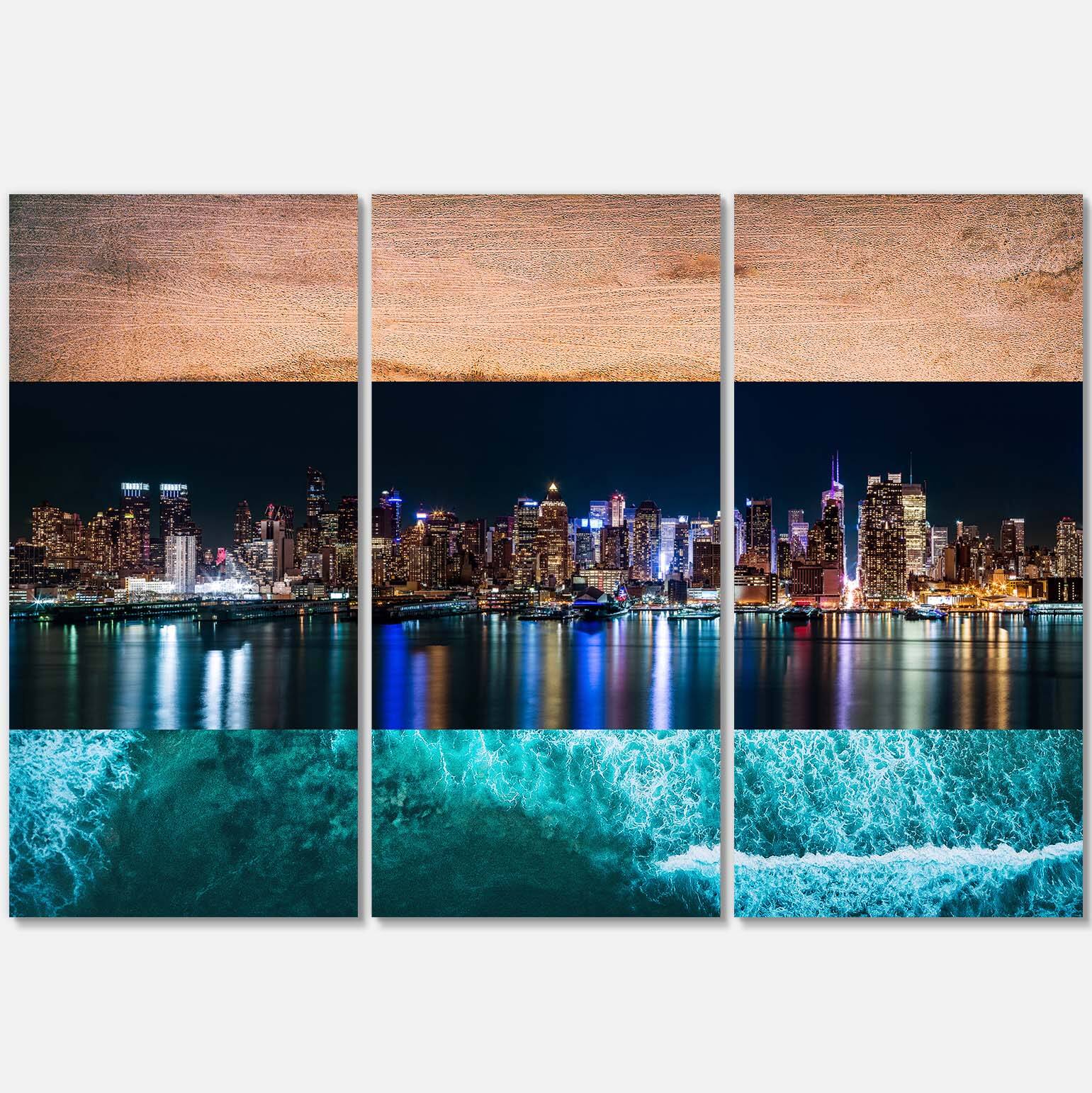 Designart - New York Midtown Night Panorama