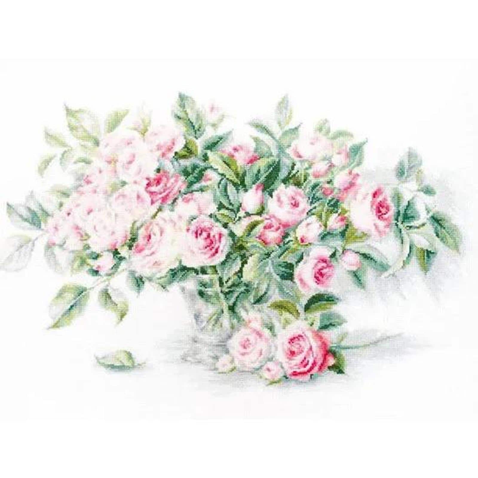 Luca-S Bouquet of Pink Roses Counted Cross Stitch Kit