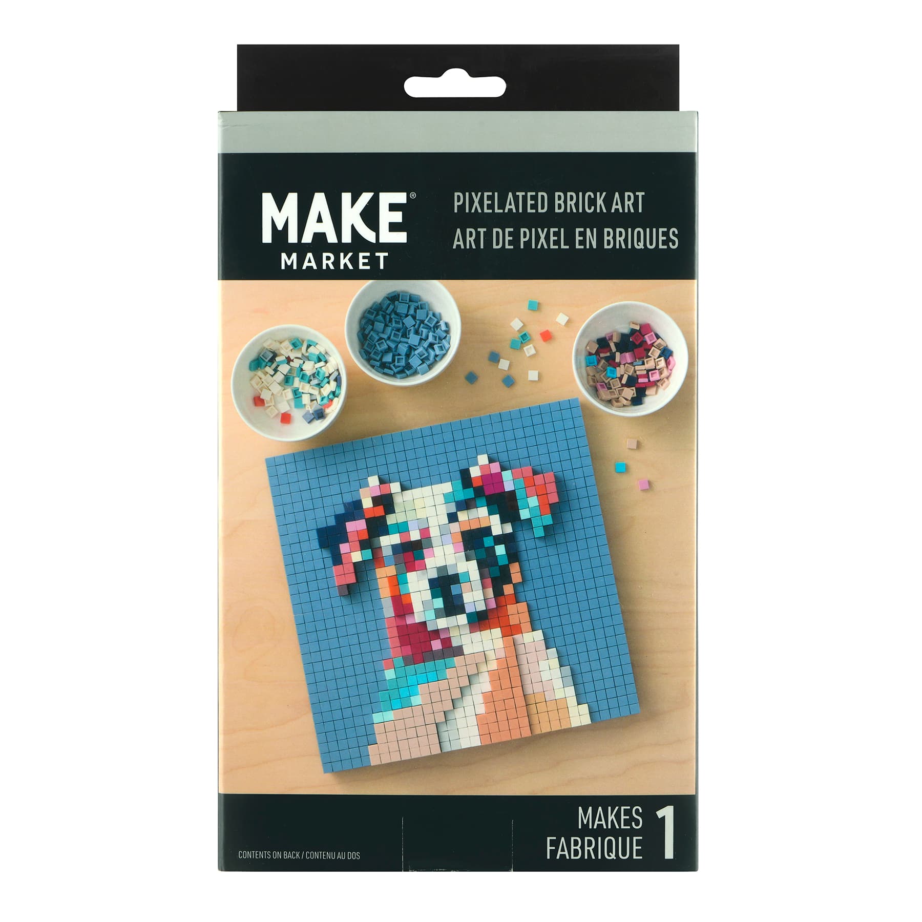 10" x 10" Colourful Dog Pixelated Brick Art Kit by Make Market®