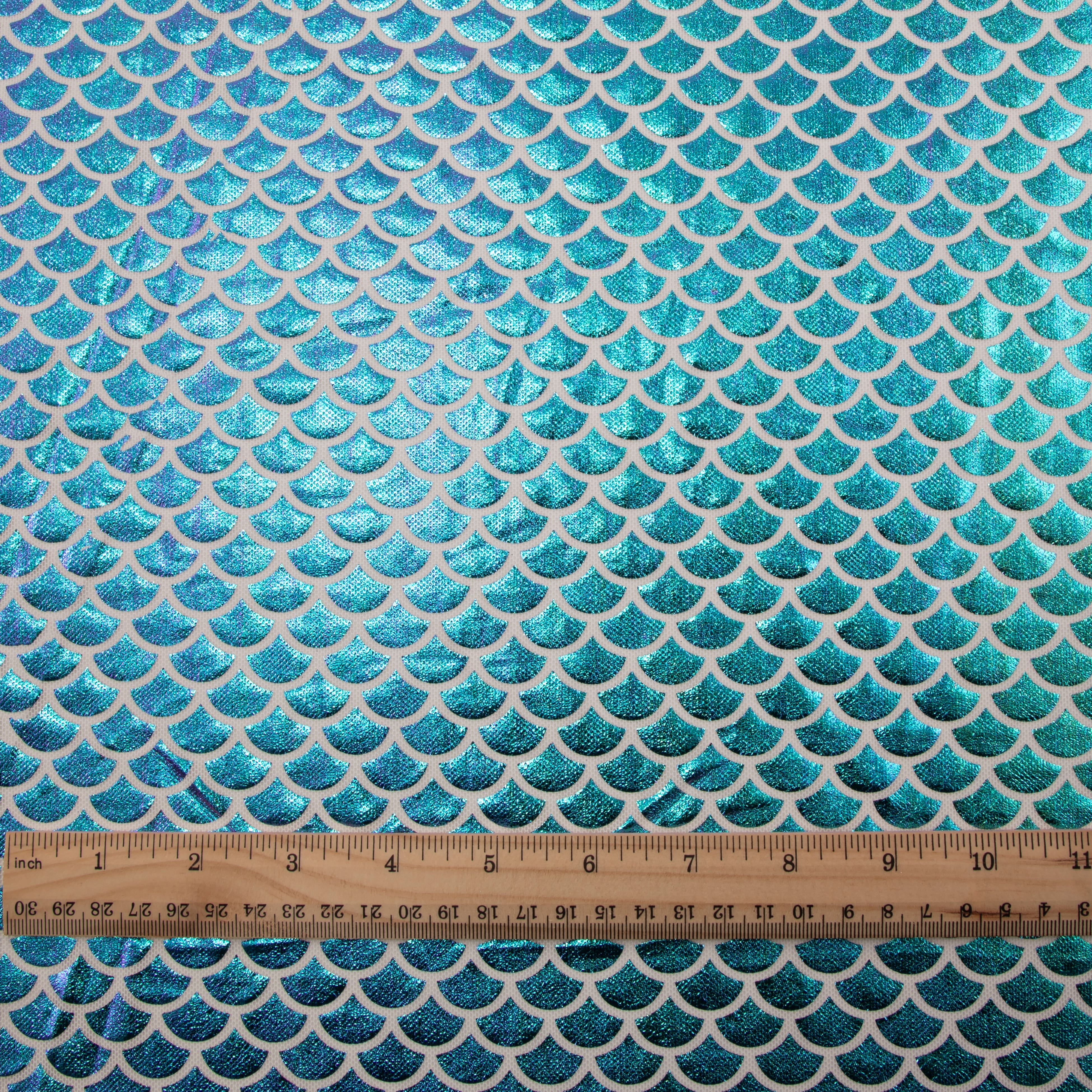 Wyla Green Oil Slick Fish Scales on White Mesh