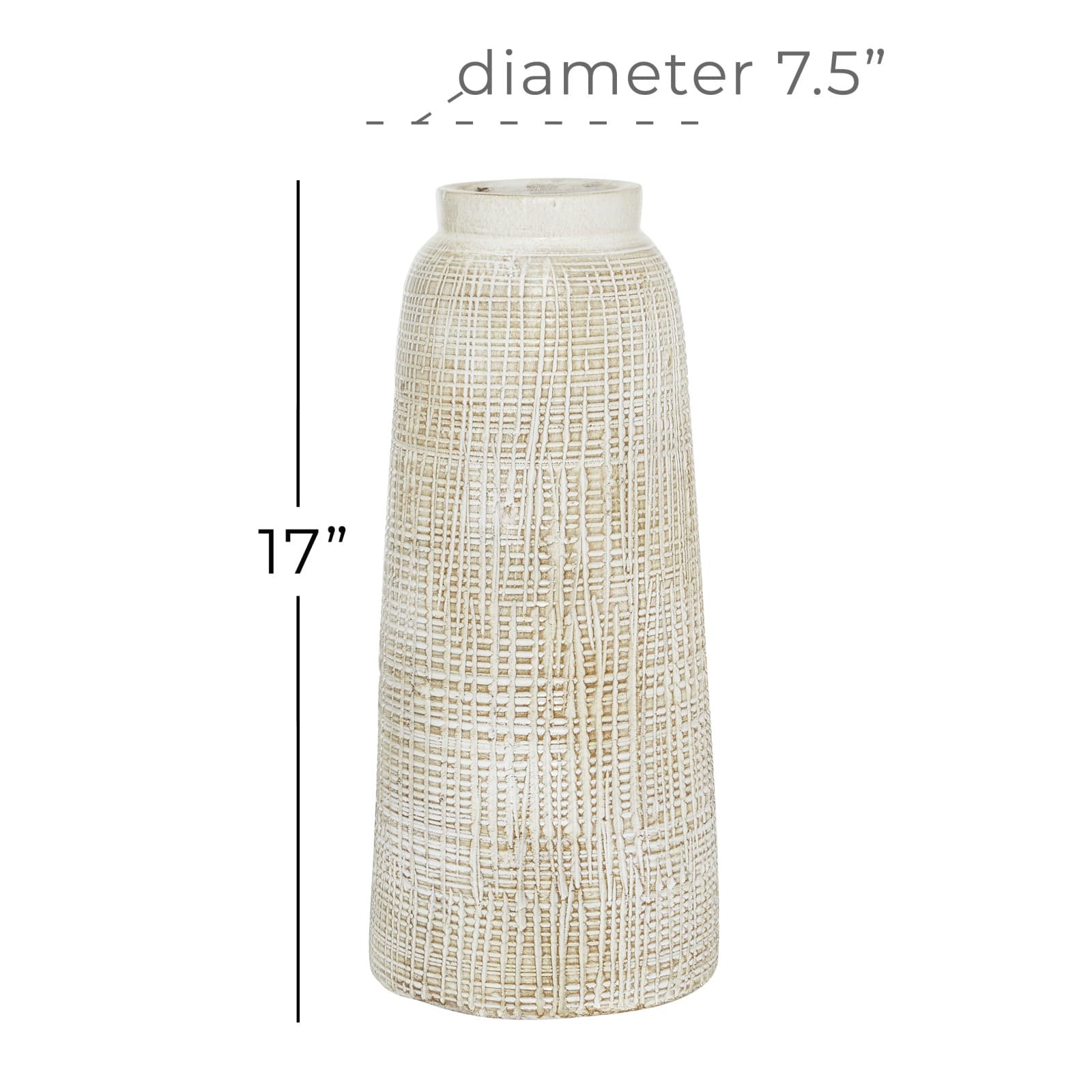 17" White Terracotta Coastal Vase