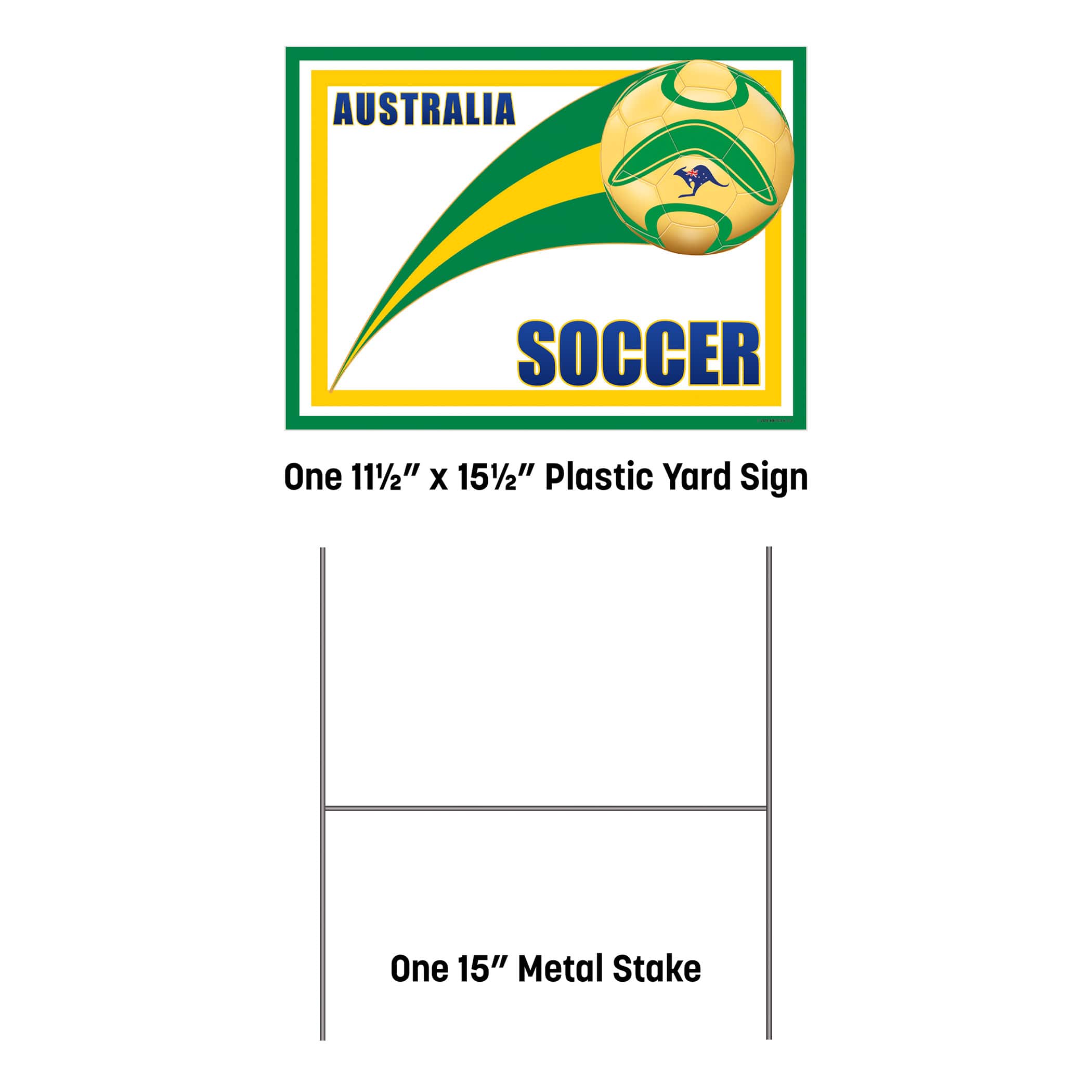 11.5" x 15.5" Australia Soccer Plastic Yard Sign