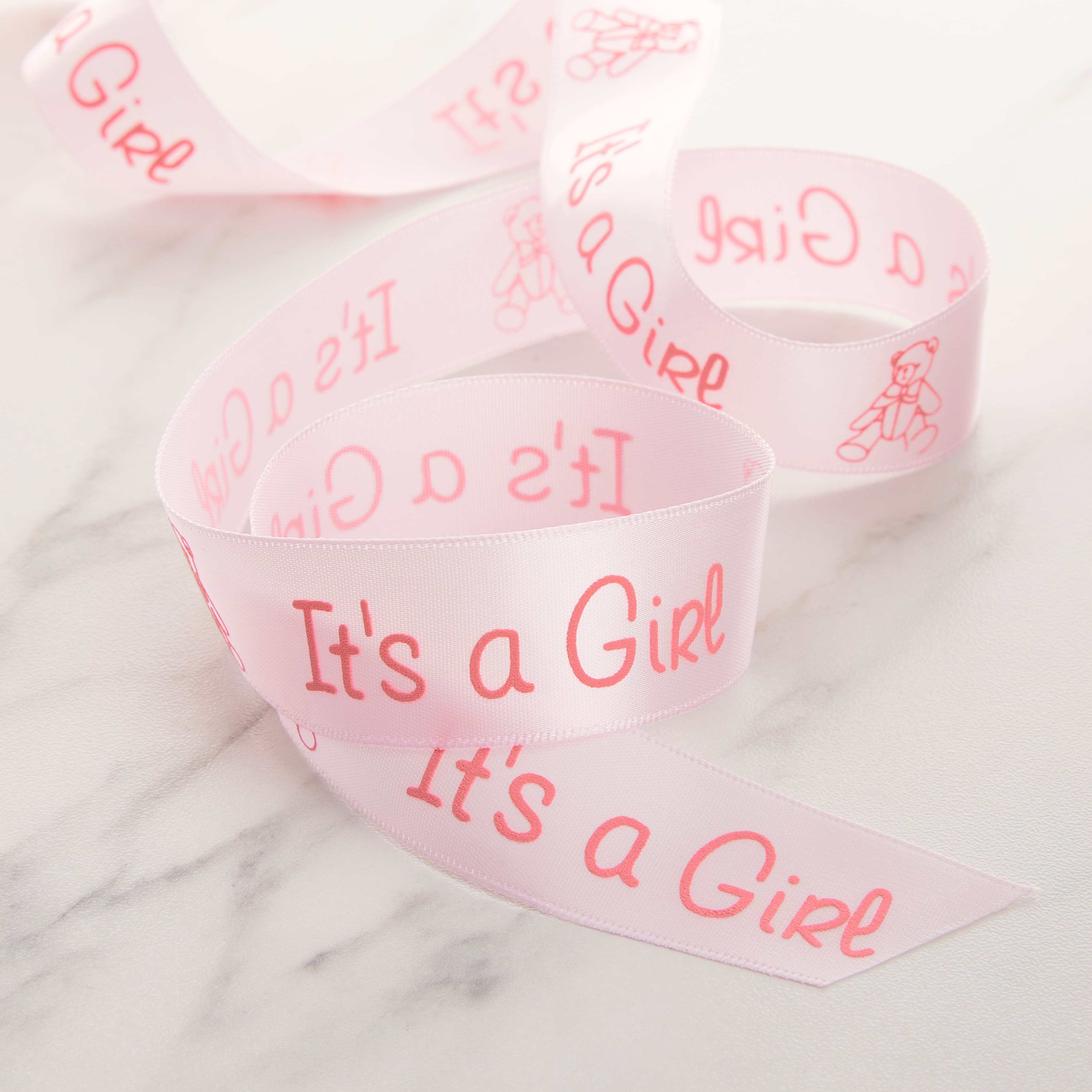12 Pack: 7/8" x 5yd. Satin "It's A Girl" Ribbon by Celebrate It® 360°™