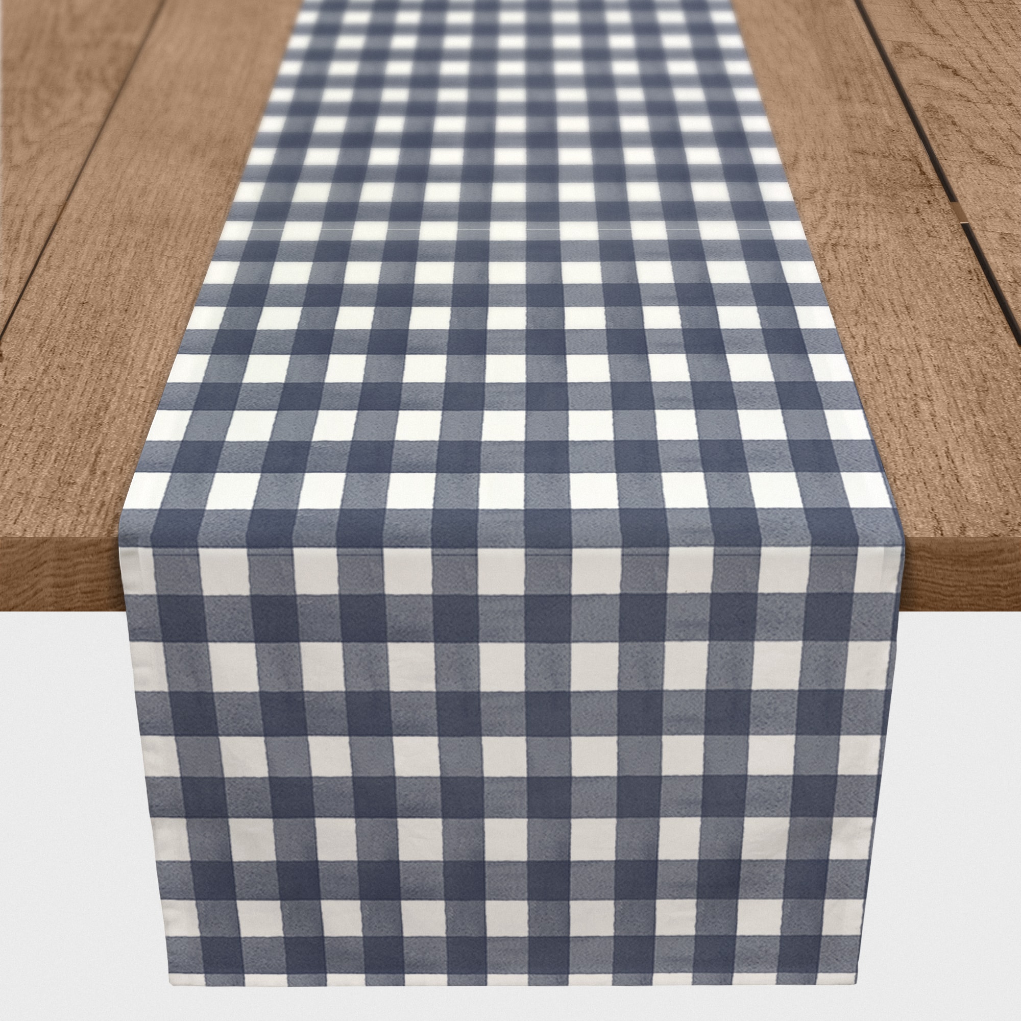 90" Navy Blue Buffalo Check Cotton Twill Table Runner
