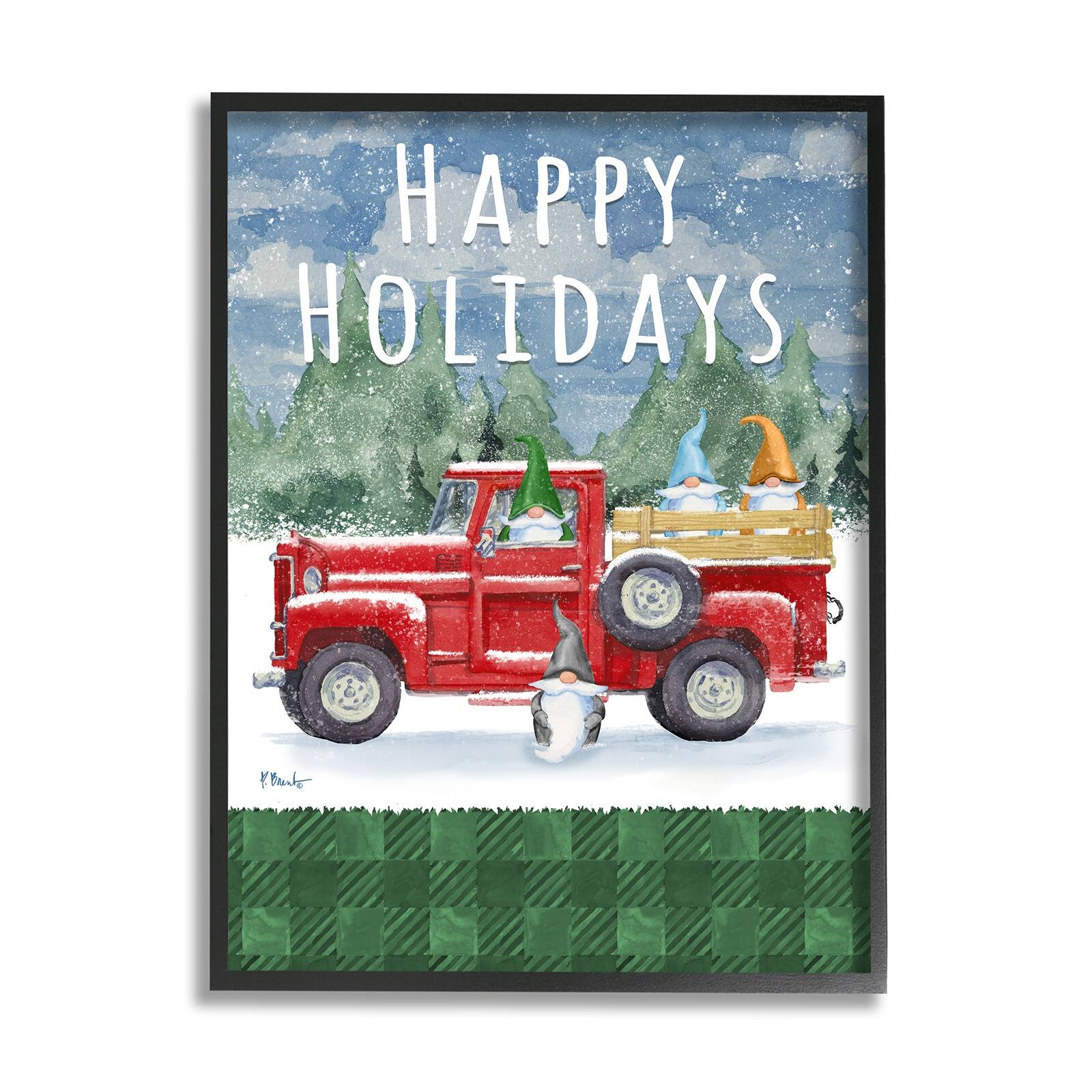 Stupell Industries Happy Holidays Truck Framed Giclée Art