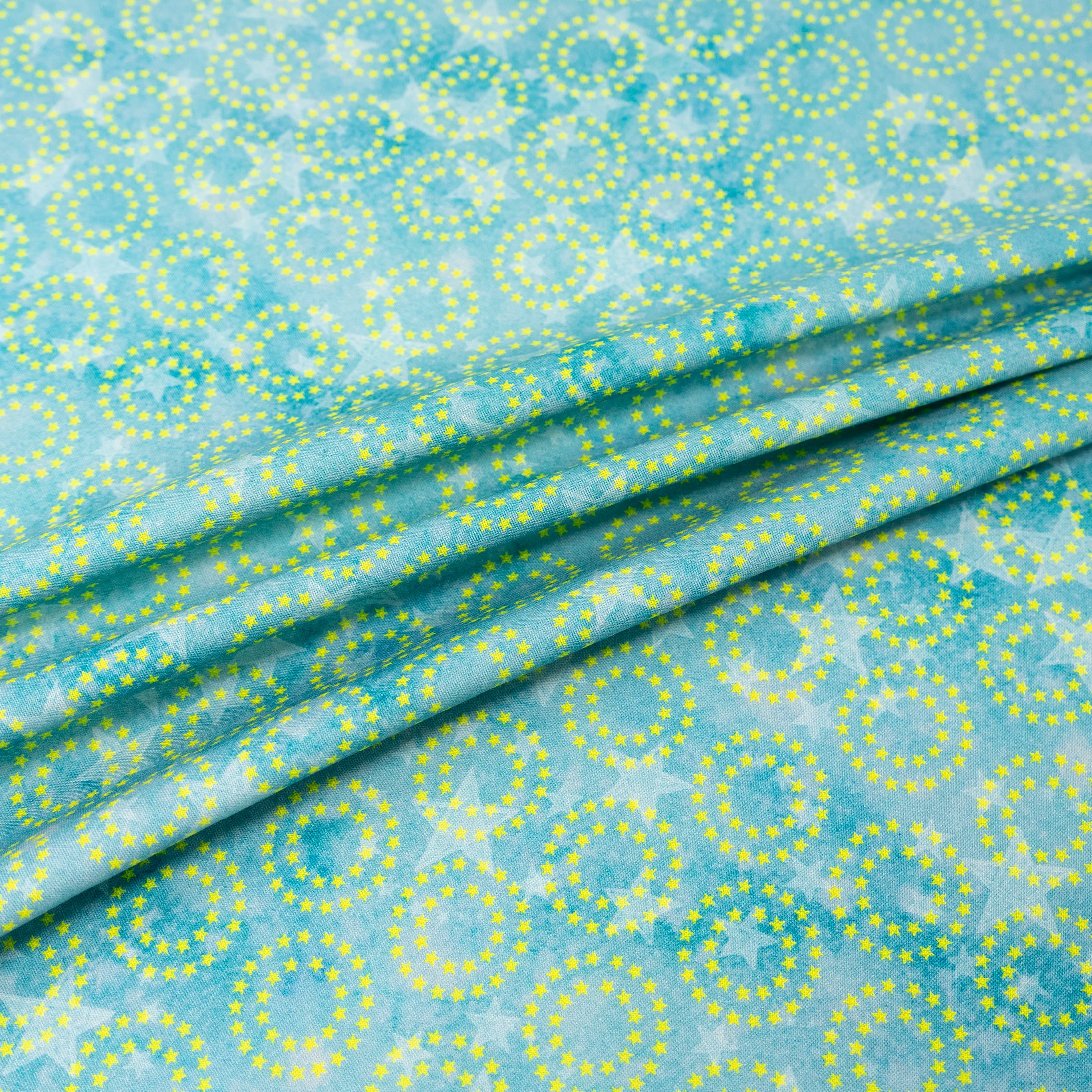 Stitch & Sparkle Twinkle Little Collection Moon Star Circles Cotton Fabric