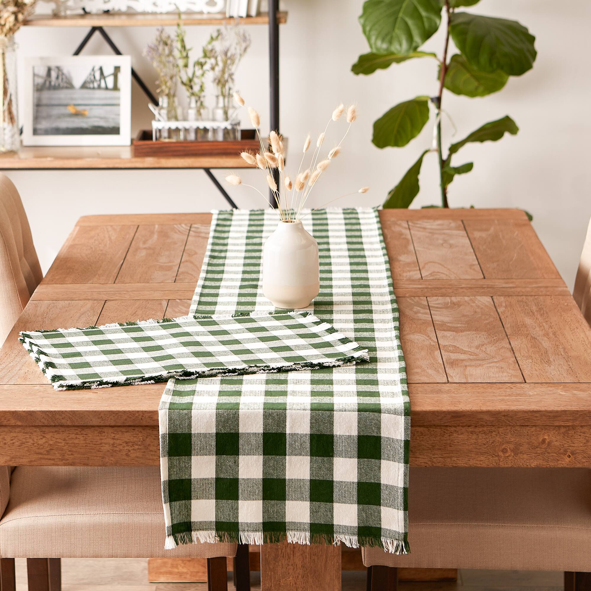 DII® Heavyweight Check Fringed Cotton Placemats