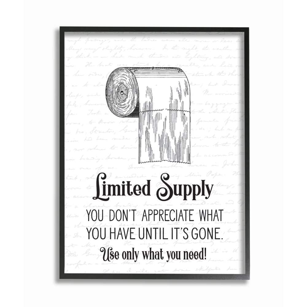 Stupell Industries Funny Limited Supply Bathroom Toilet Paper Home Quote Framed Wall Art