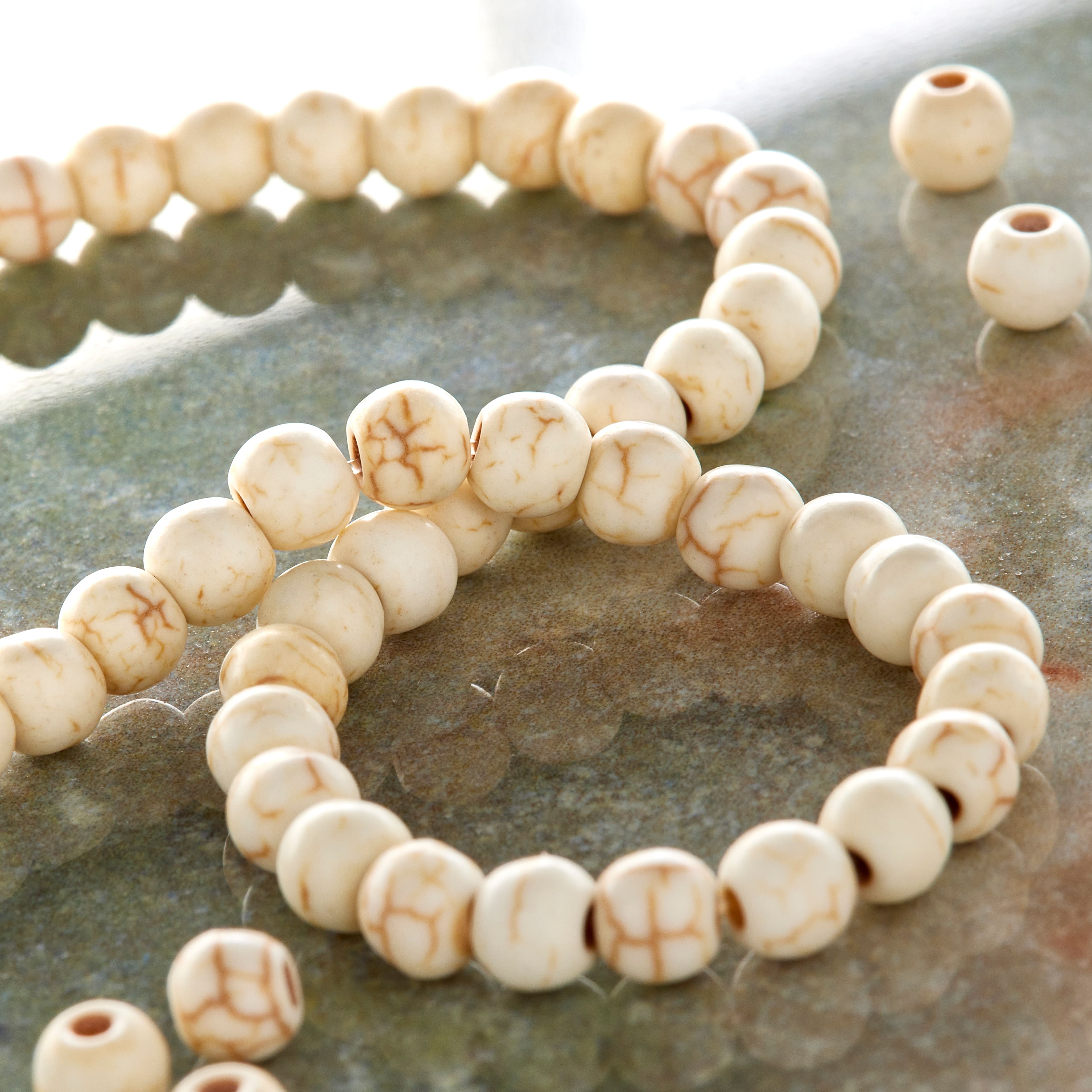 12 Pack:  White Howlite Round Beads, 4mm by Bead Landing™