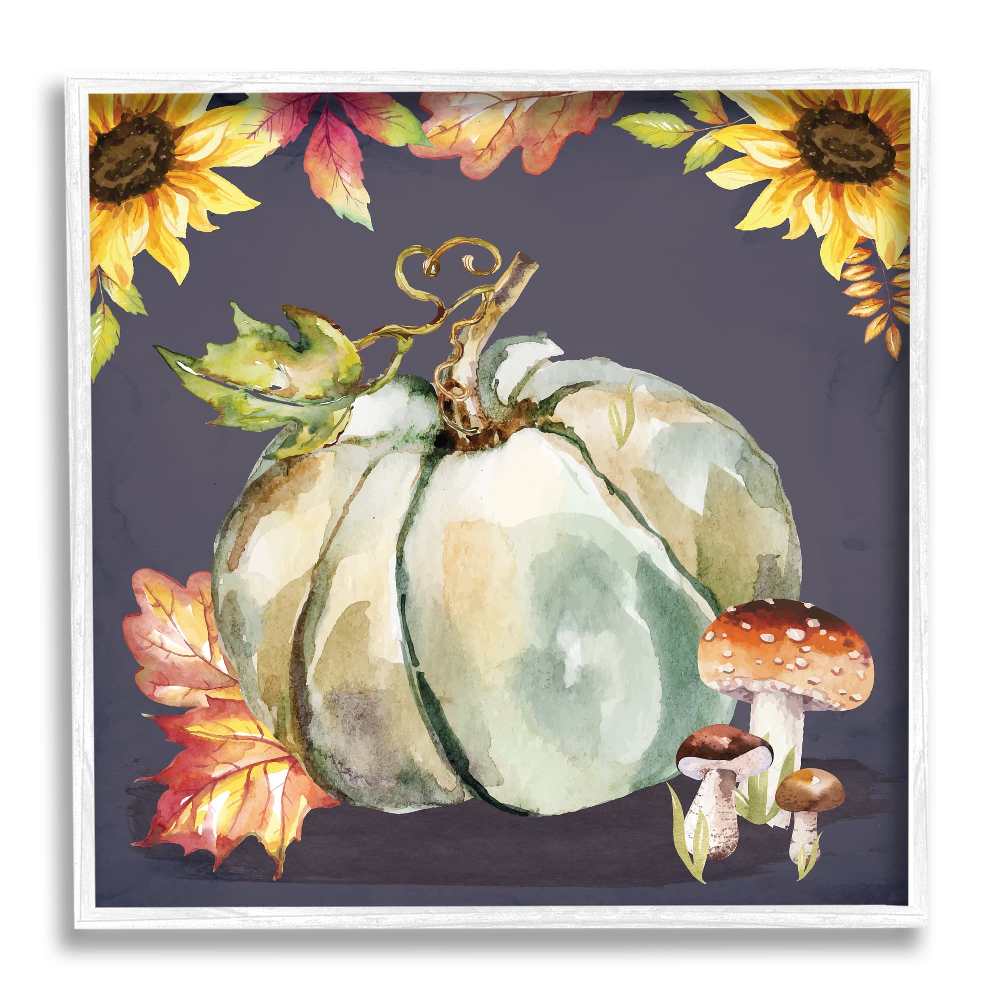 Stupell Industries Floral Autumn Pumpkin & Mushrooms Framed Giclee Art