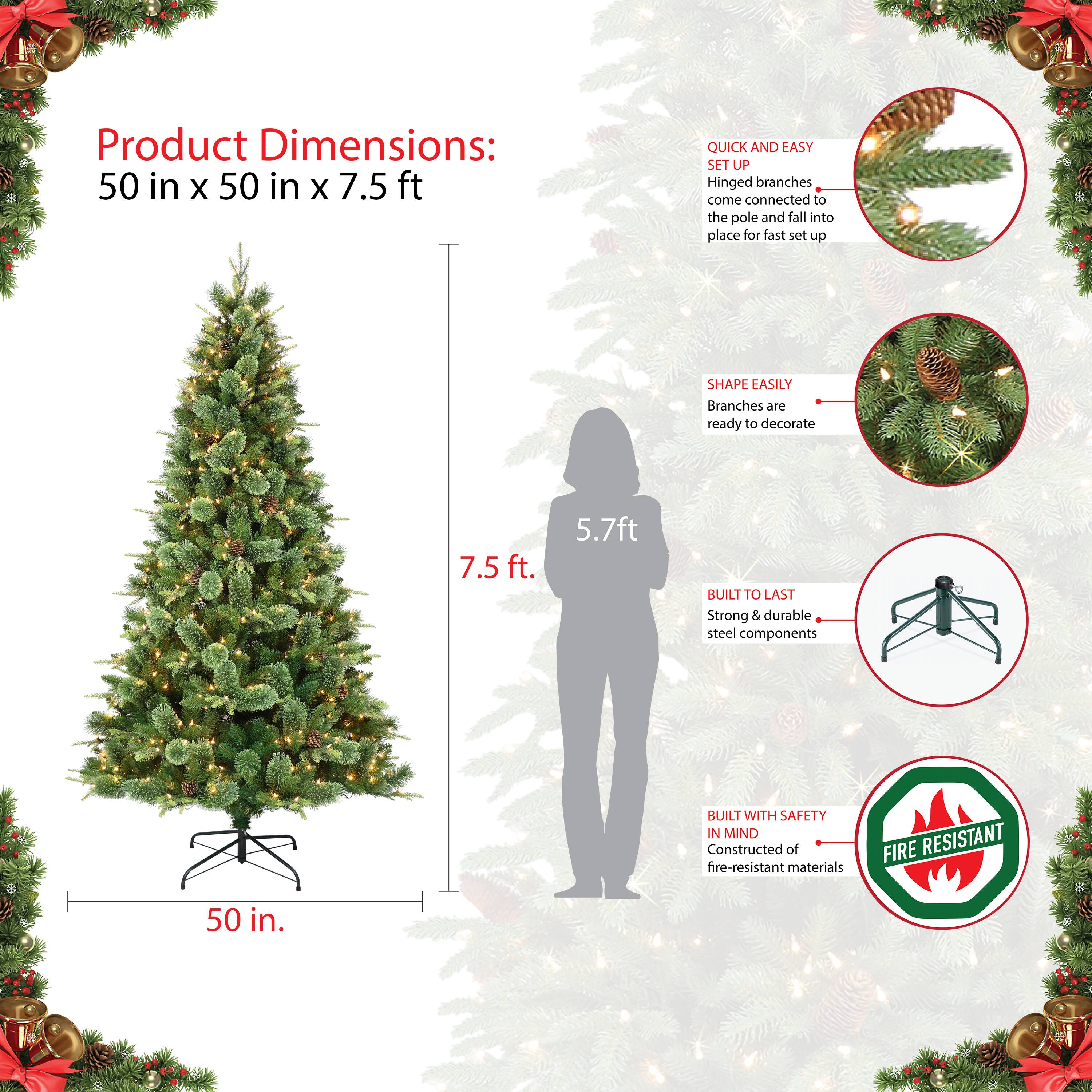 7.5ft. Pre-Lit Montana Pine Artificial Christmas Tree, Clear Lights