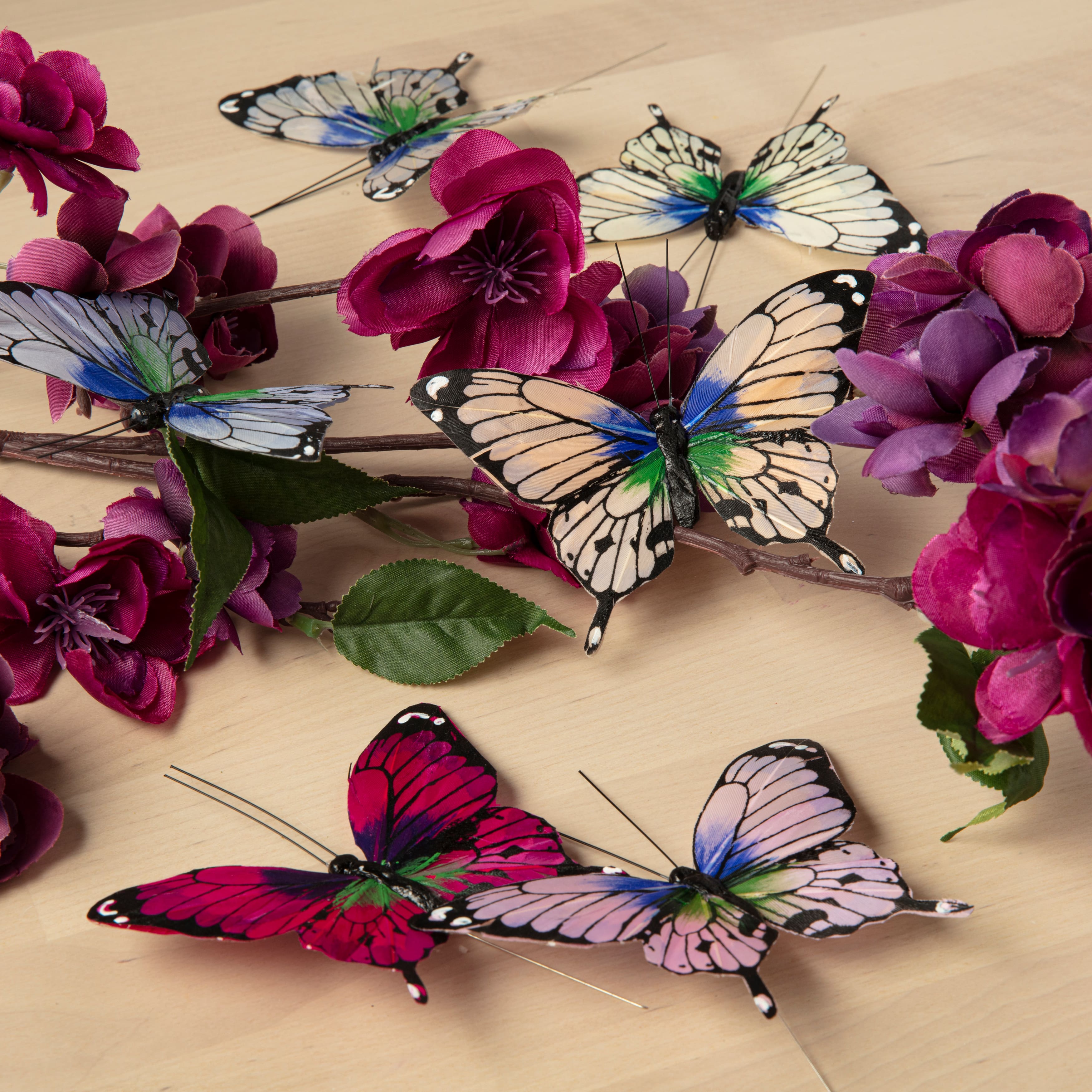 4.5" Blue & Purple Feather Butterflies, 6ct. by Ashland®