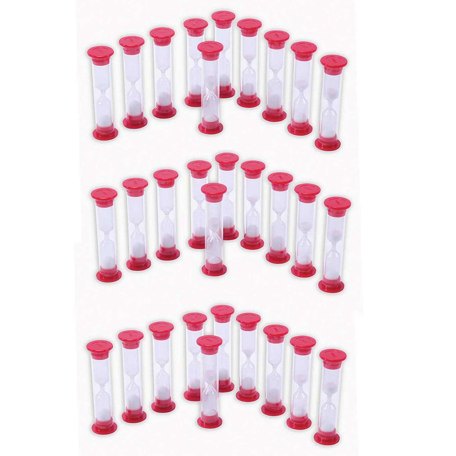 Learning Advantage™ Red Sand Timers - 1 Minute, 3 Packs of 10