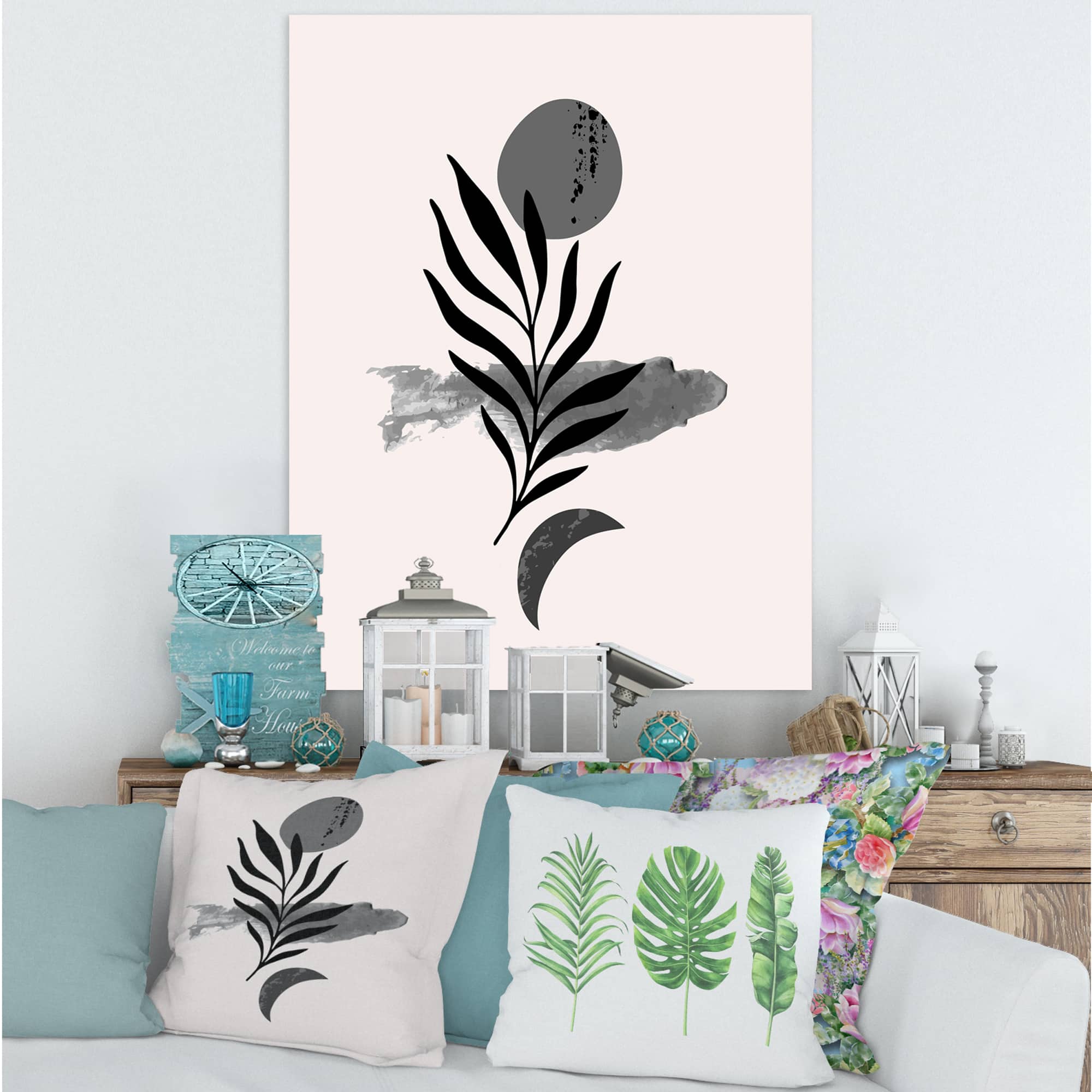 Designart - Abstract Tropical Leaf II - Modern Canvas Wall Art Print