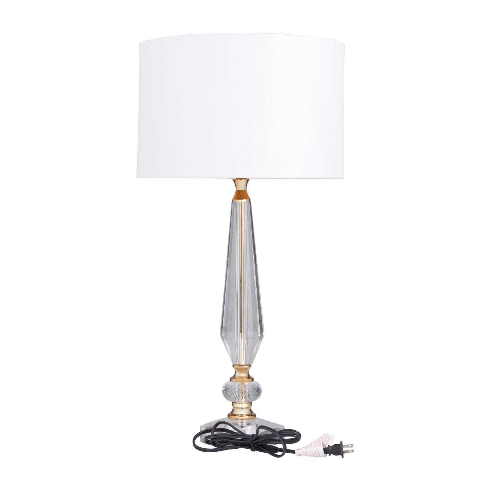 White Linen Traditional Buffet Lamp, 27" x 14" x 14"