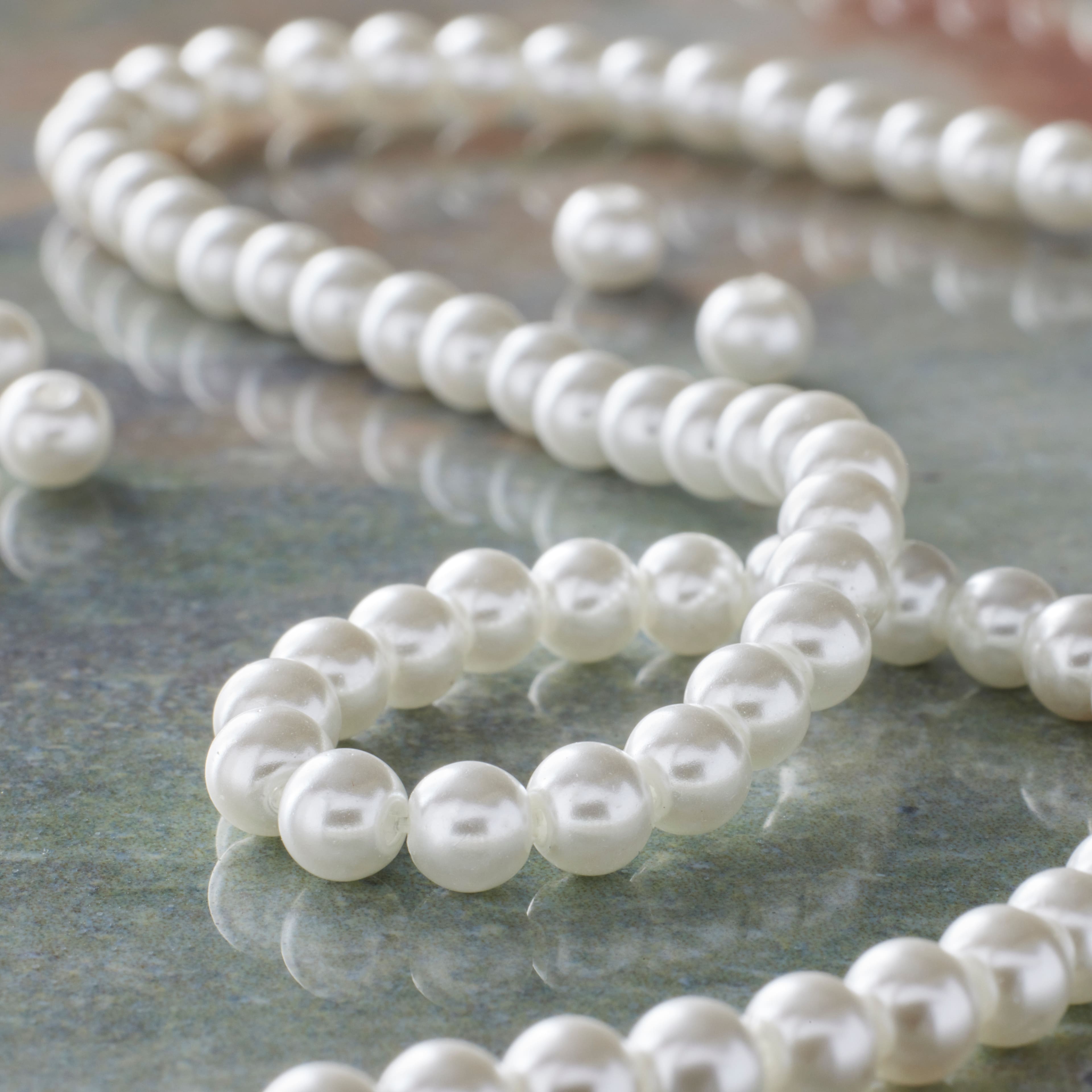 White Pearl Glass Beads, 4mm by Bead Landing™