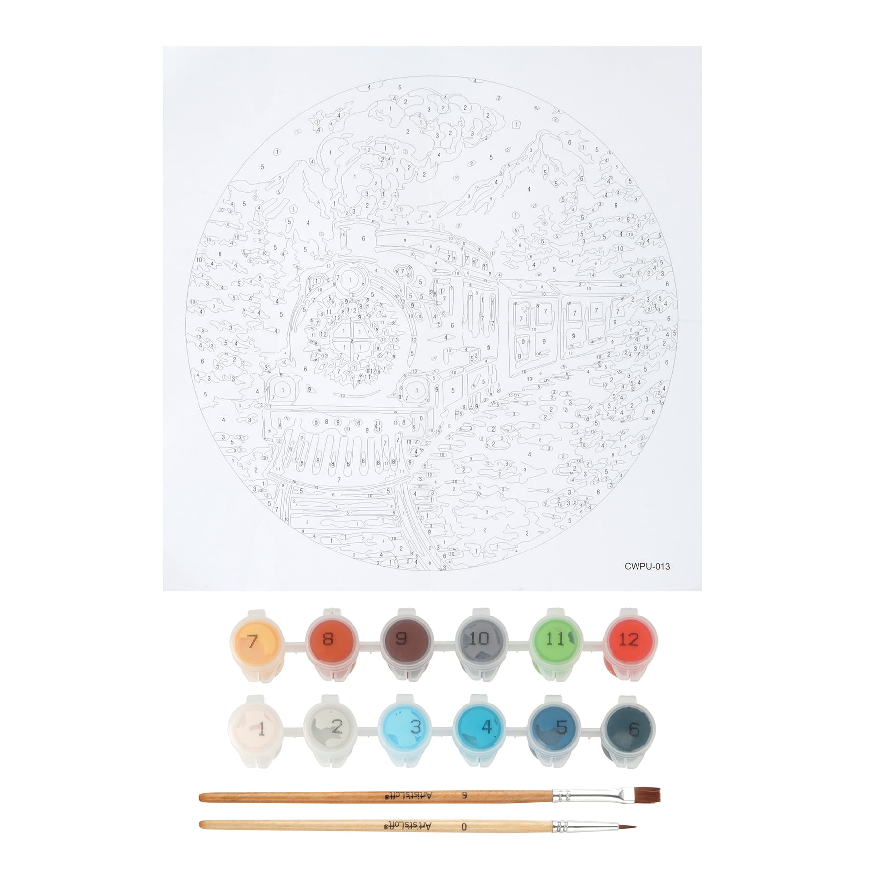 8" Night Train Paint-by-Number Plywood Surface Kit by Artist's Loft®