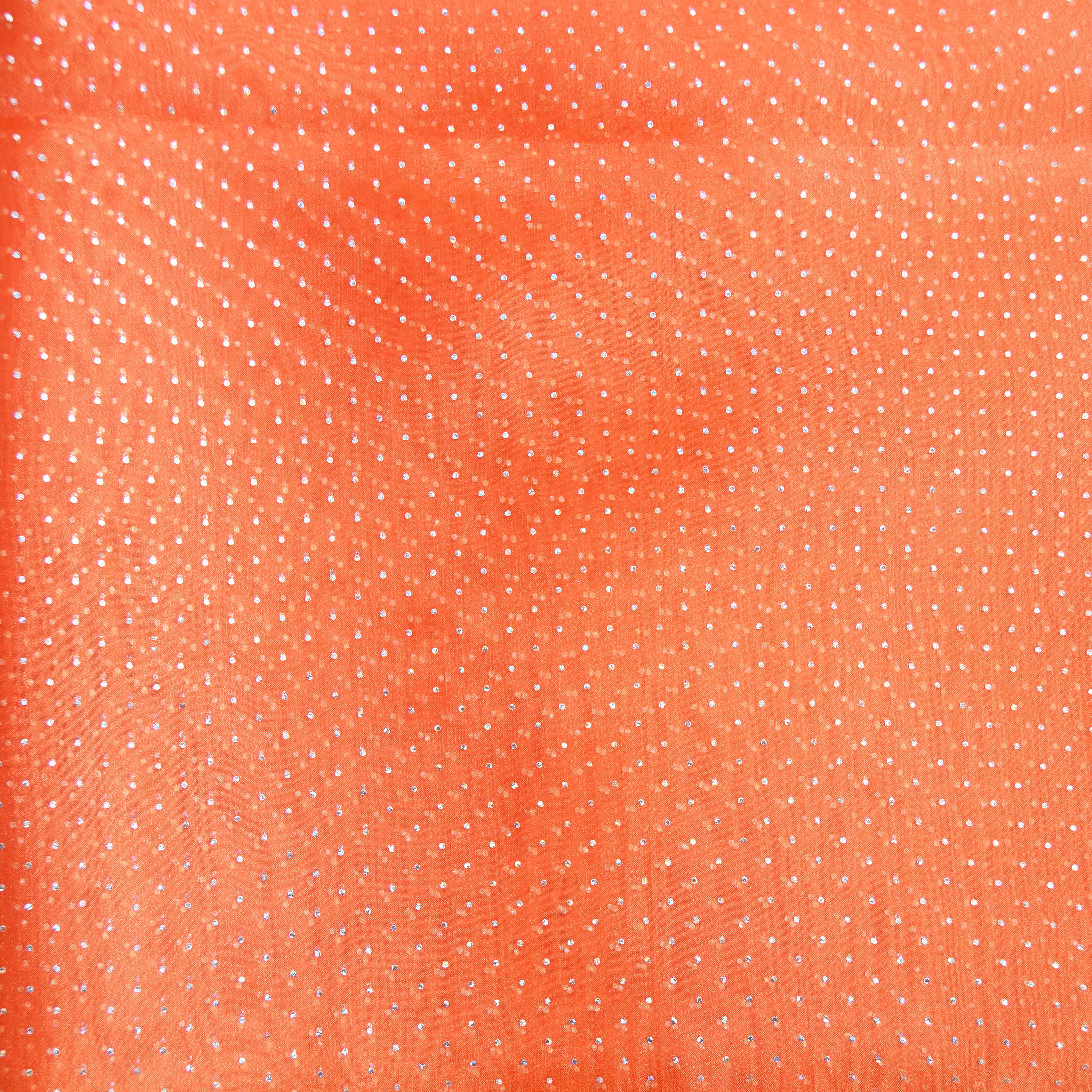 Feldman Orange with Silver Hologram Dots Organza