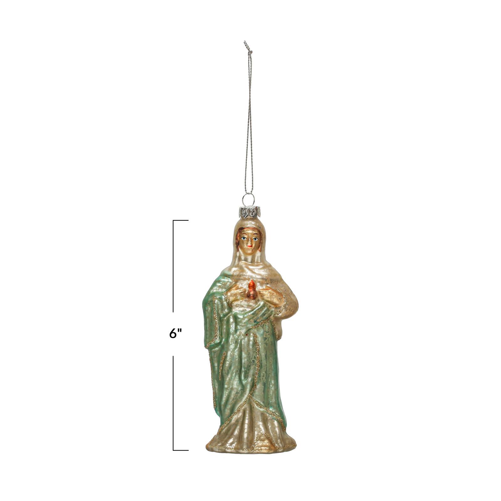 Hello Honey® Hand-Painted Glass Mary Ornament with Glitter