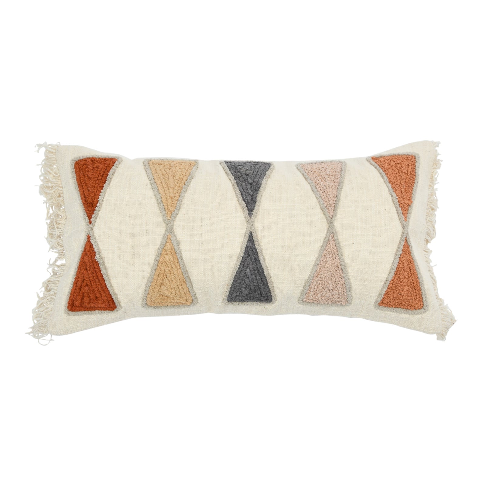 Hello Honey® 24'' Embroidered Cotton Lumbar Pillow with Fringe