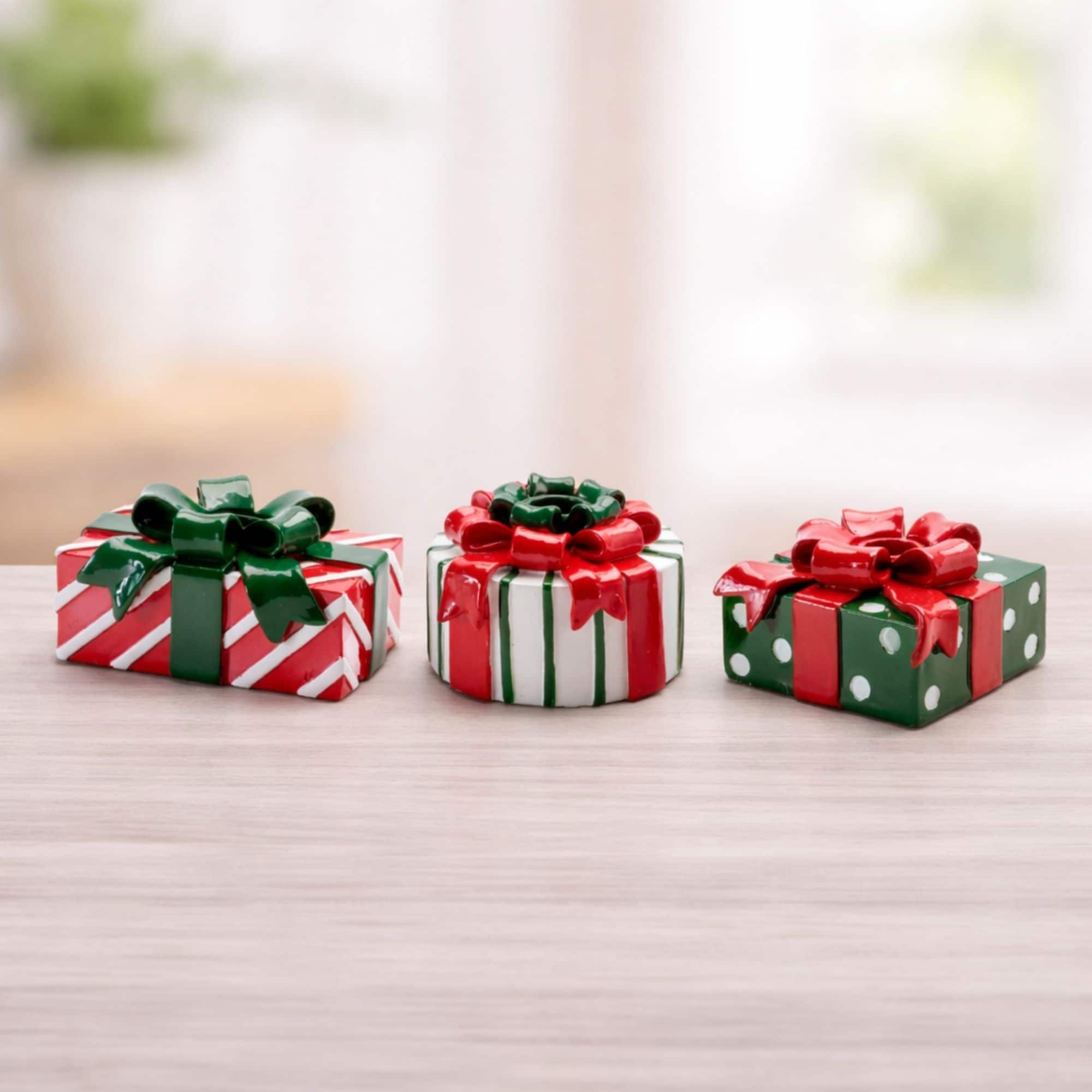Melrose Holiday Present with Taper Candle Holder Set