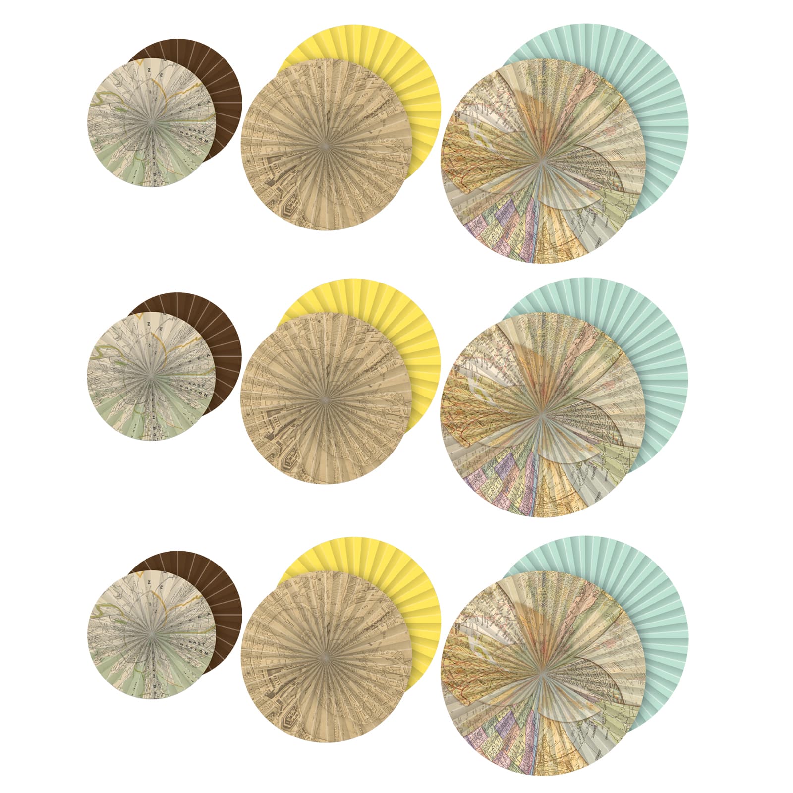 Teacher Created Resources Travel the Map Hanging Paper Fans, 3 Packs of 3