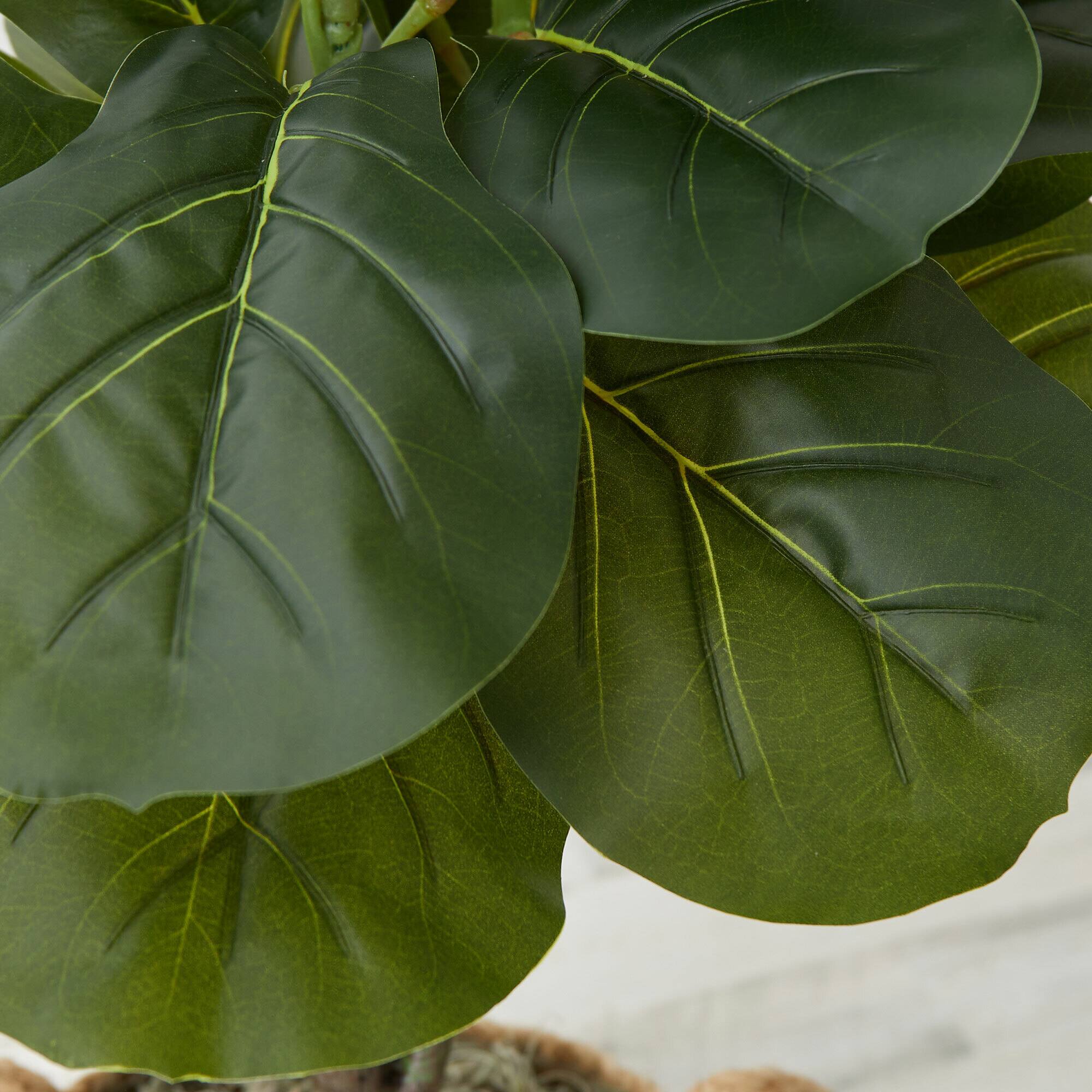 3ft. Artificial Fiddle Leaf Fig Tree With Handmade Cotton & Jute Woven Planter Set DIY Kit