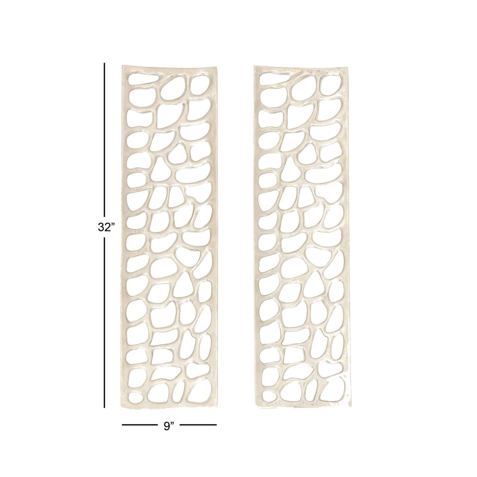 Silver Aluminum Modern Abstract Rectangle Wall Décor Set