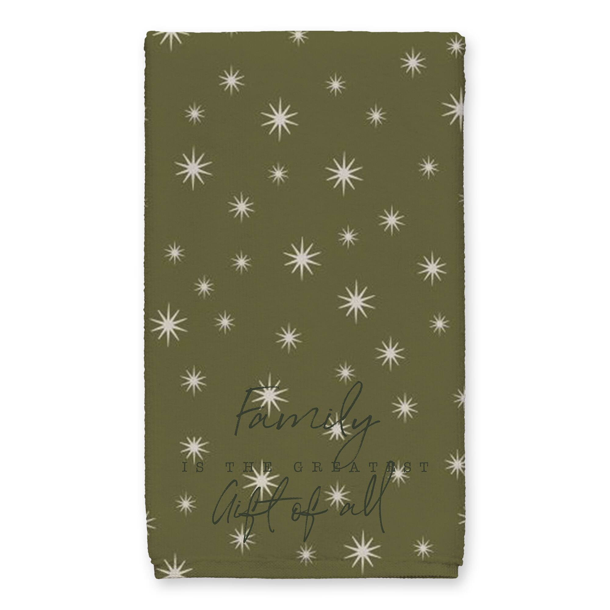 Family Greatest Gift Green Twinkle Tea Towel - Set of 2