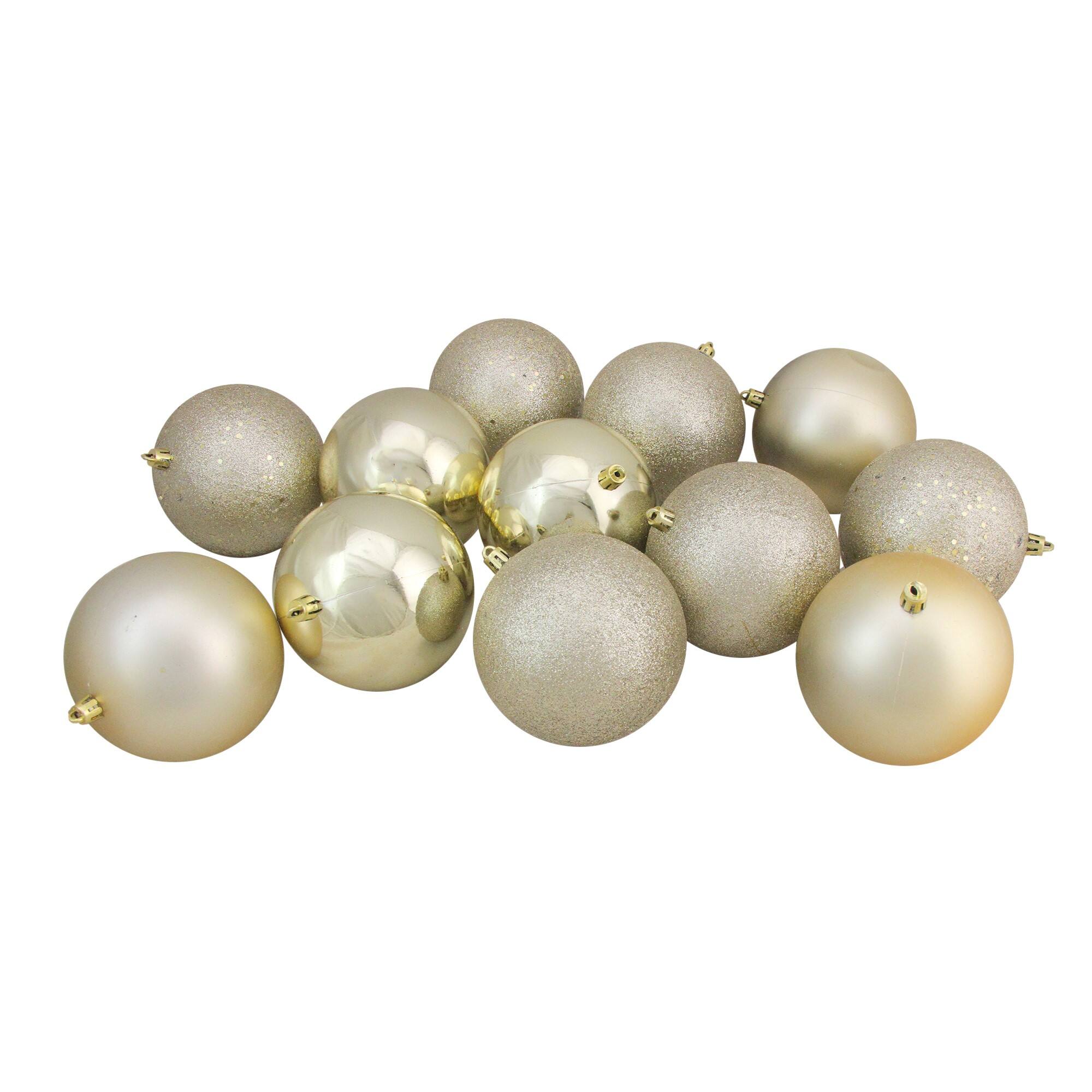 12ct. Champagne Gold Shatterproof Christmas Ball Ornaments Set