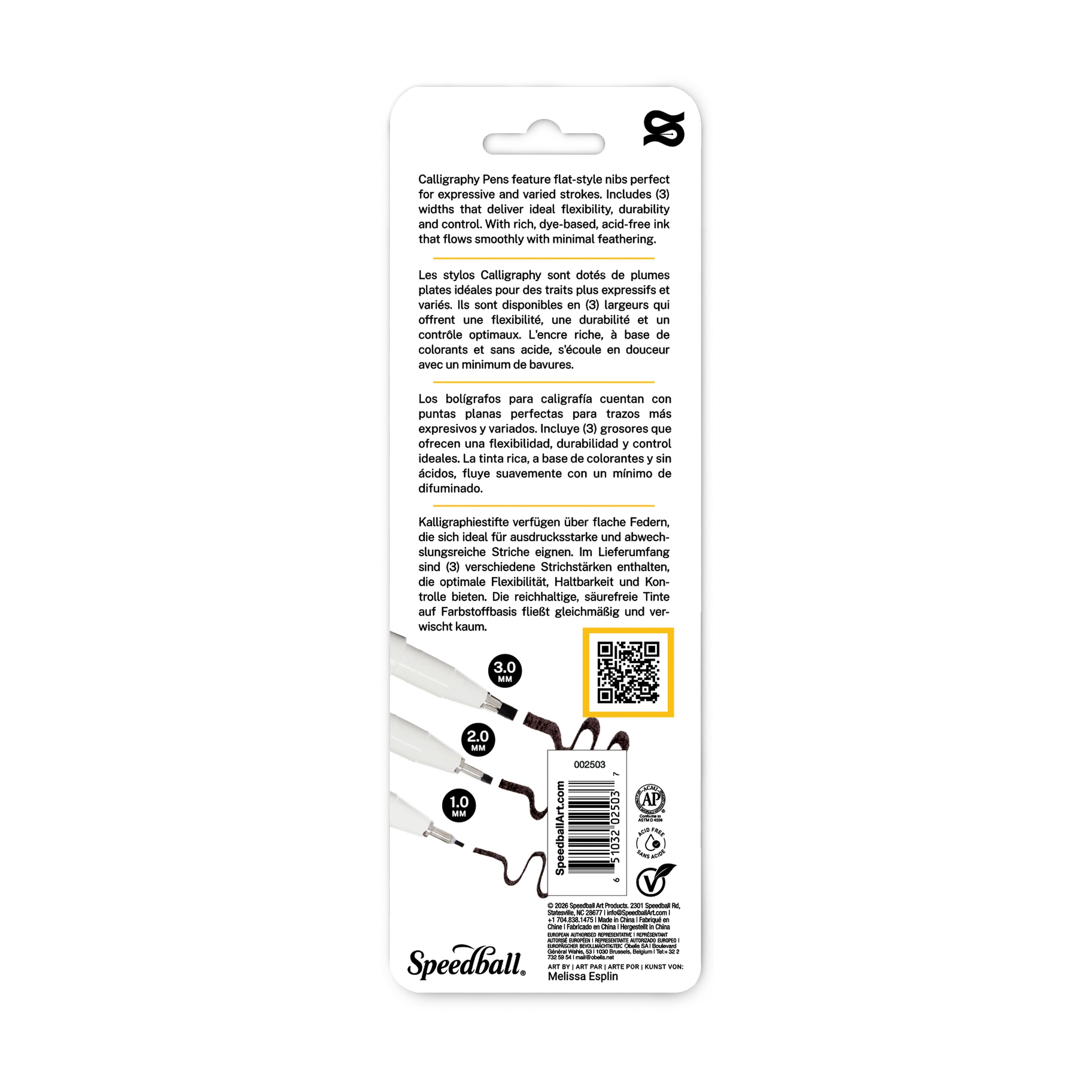 Speedball® Elegant Writer® 3-Piece Black Flat Tip Set