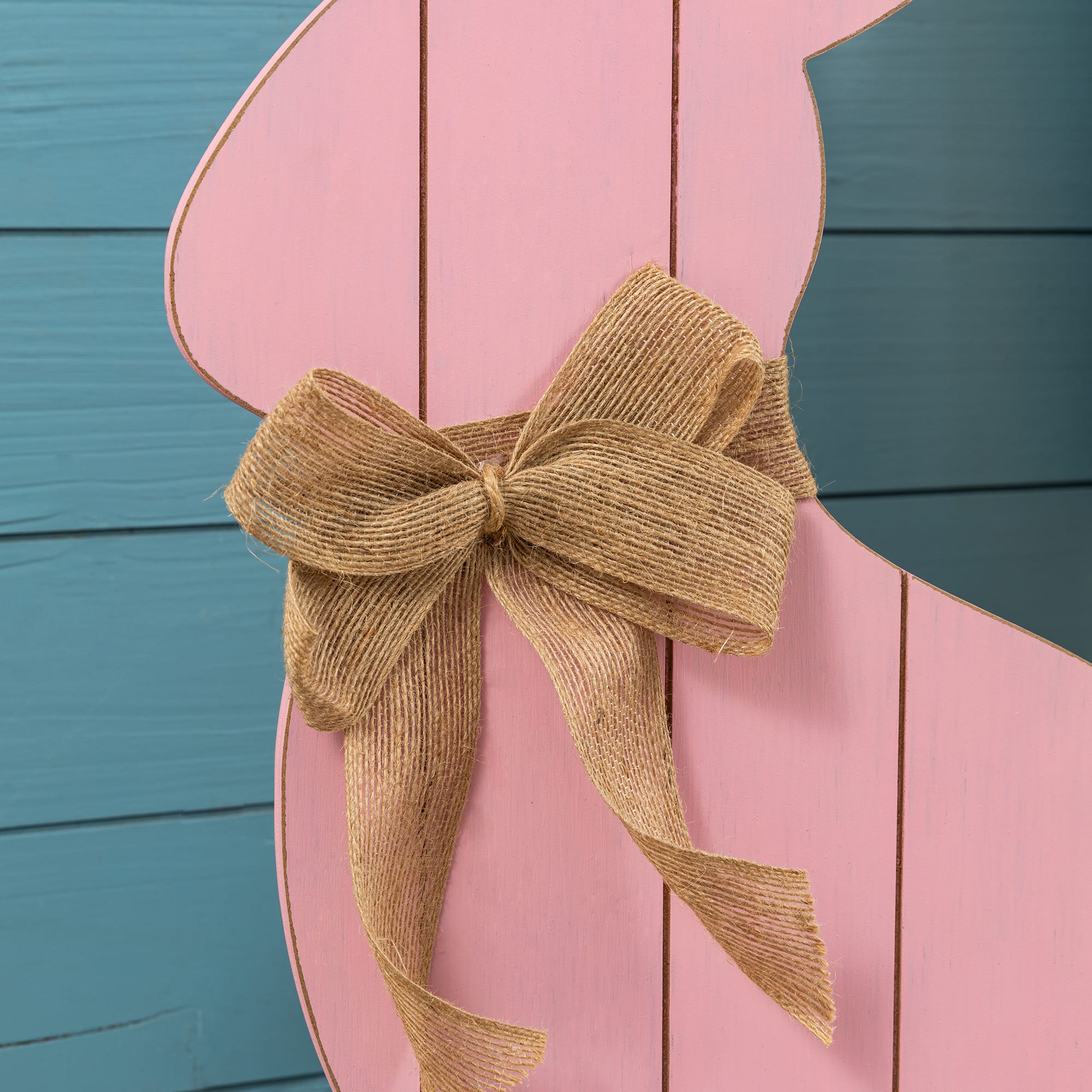 Glitzhome® 24" Easter Wooden Pink Bunny Porch Decor