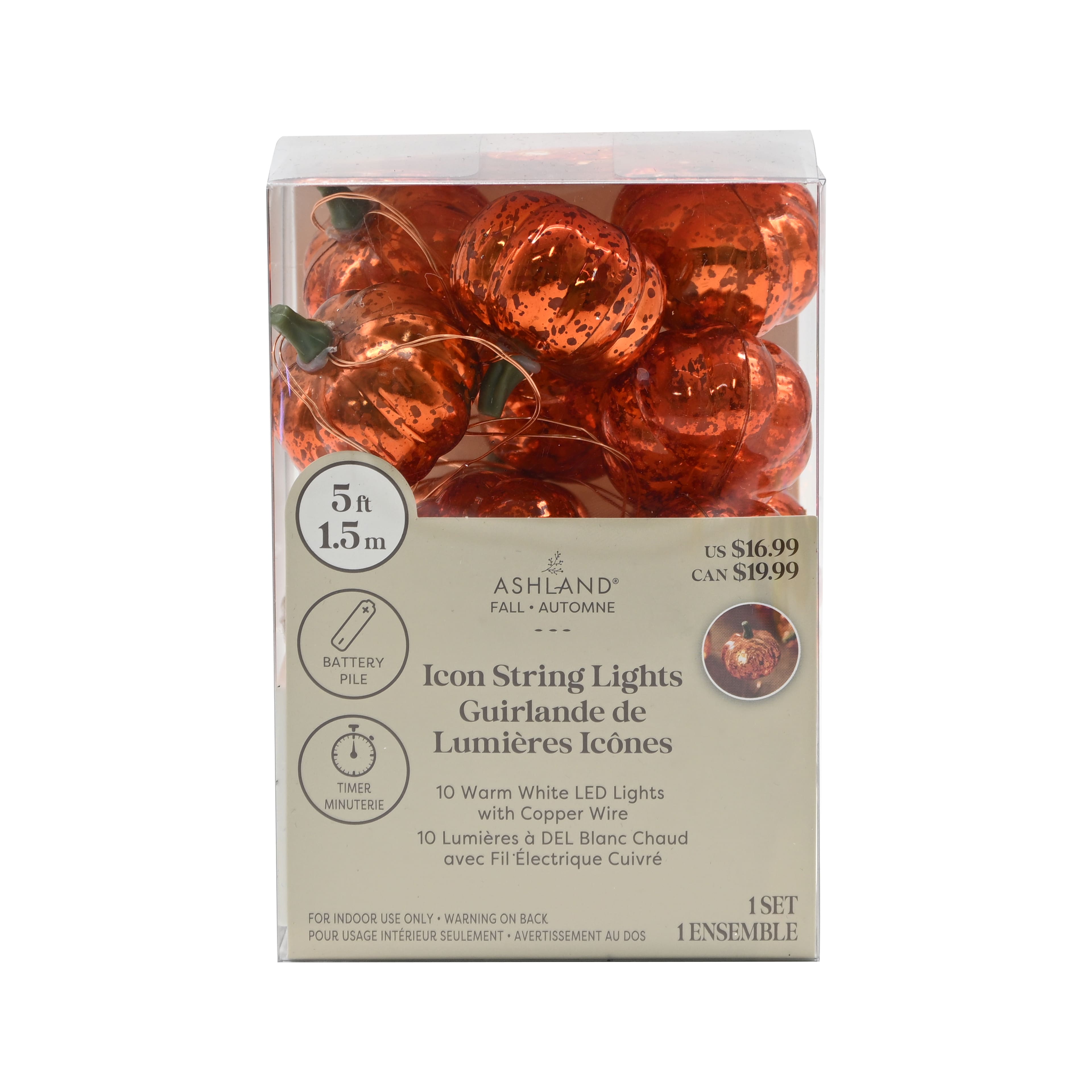 10ct. Mercury Finish Pumpkins Icon LED String Lights by Ashland®